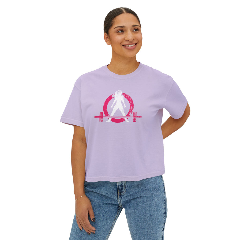 Women's Boxy Tee - Color Distressed Inverted Logo Front