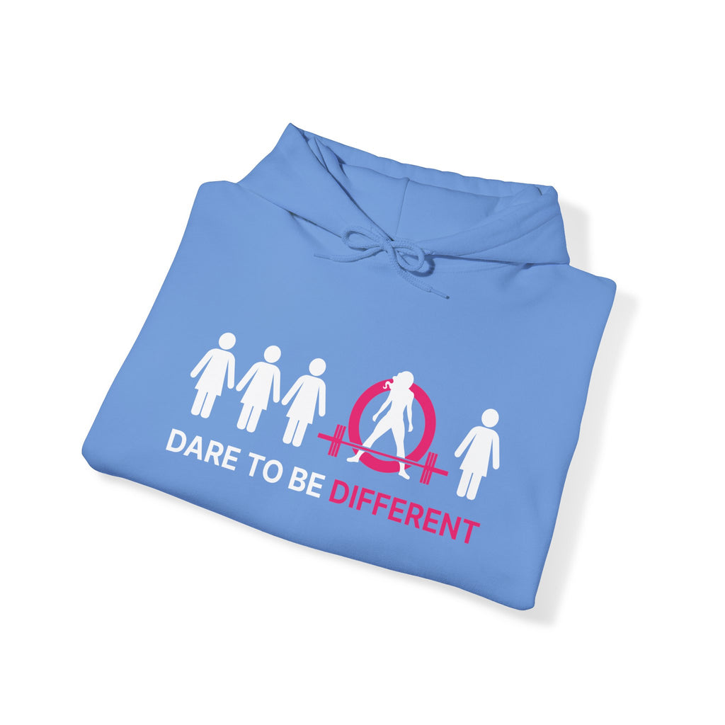 Dare To Be Different - Deadlift - Unisex Heavy Blend Hooded Sweatshirt - White Print on Front