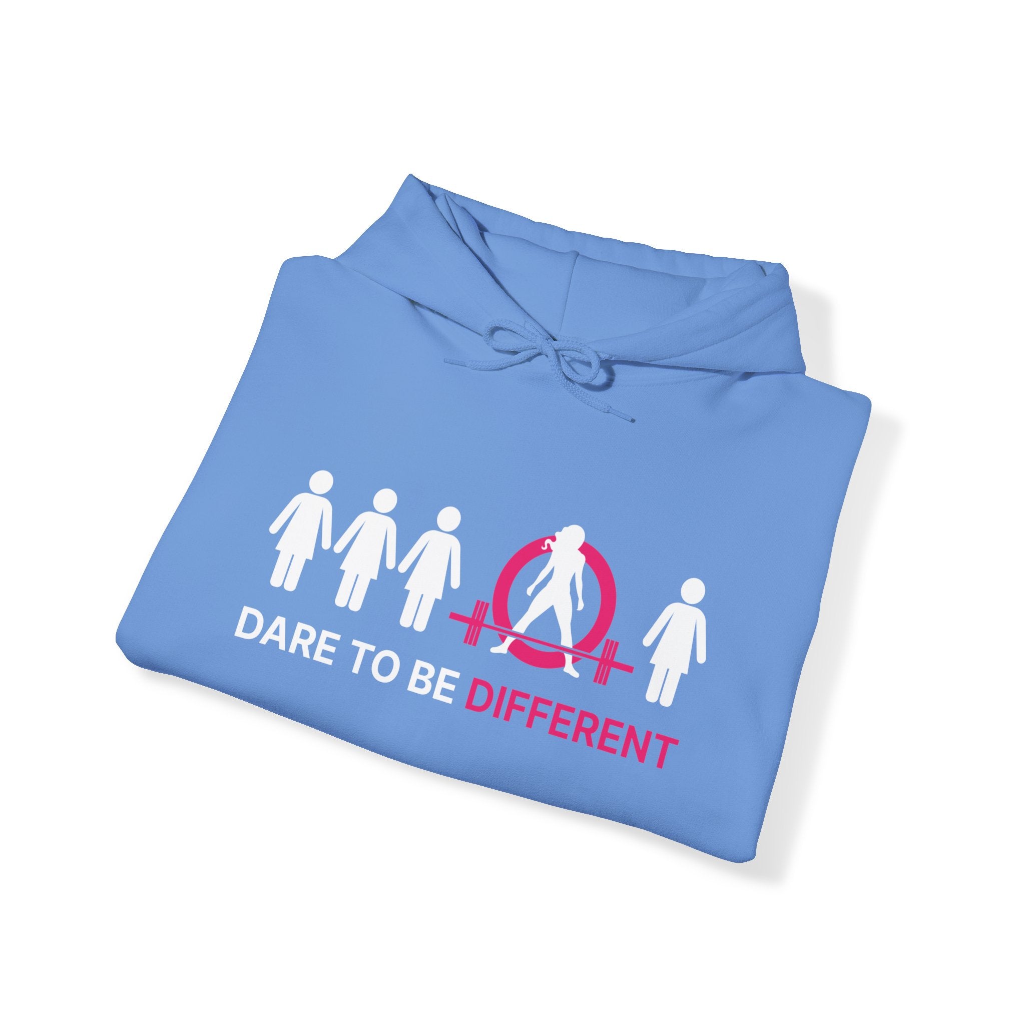 Dare To Be Different - Deadlift - Unisex Heavy Blend Hooded Sweatshirt - White Print on Front