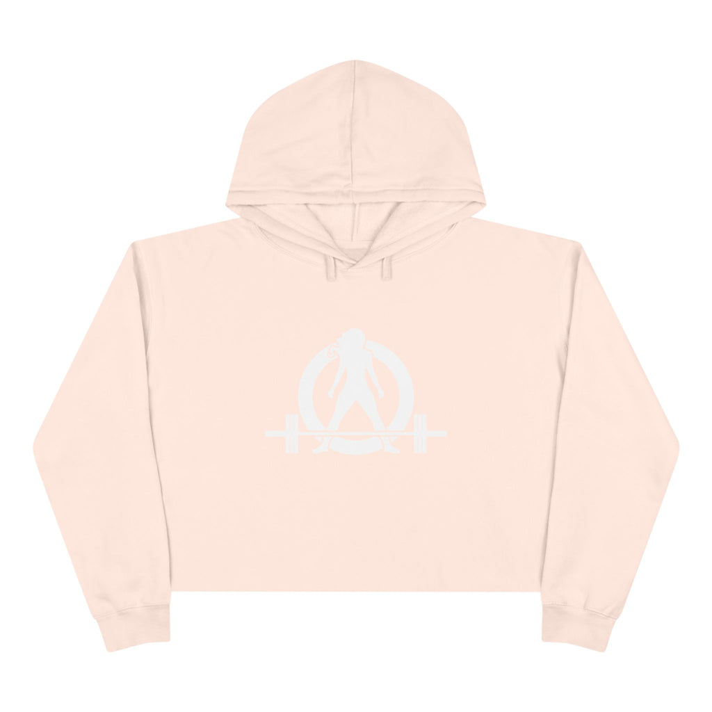 Empowered Crop Hoodie – For Strong Women Who Lift - White Classic Logo