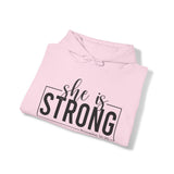 She is Strong - Unisex Heavy Blend Hooded Sweatshirt - Dark Logo - Plain Back