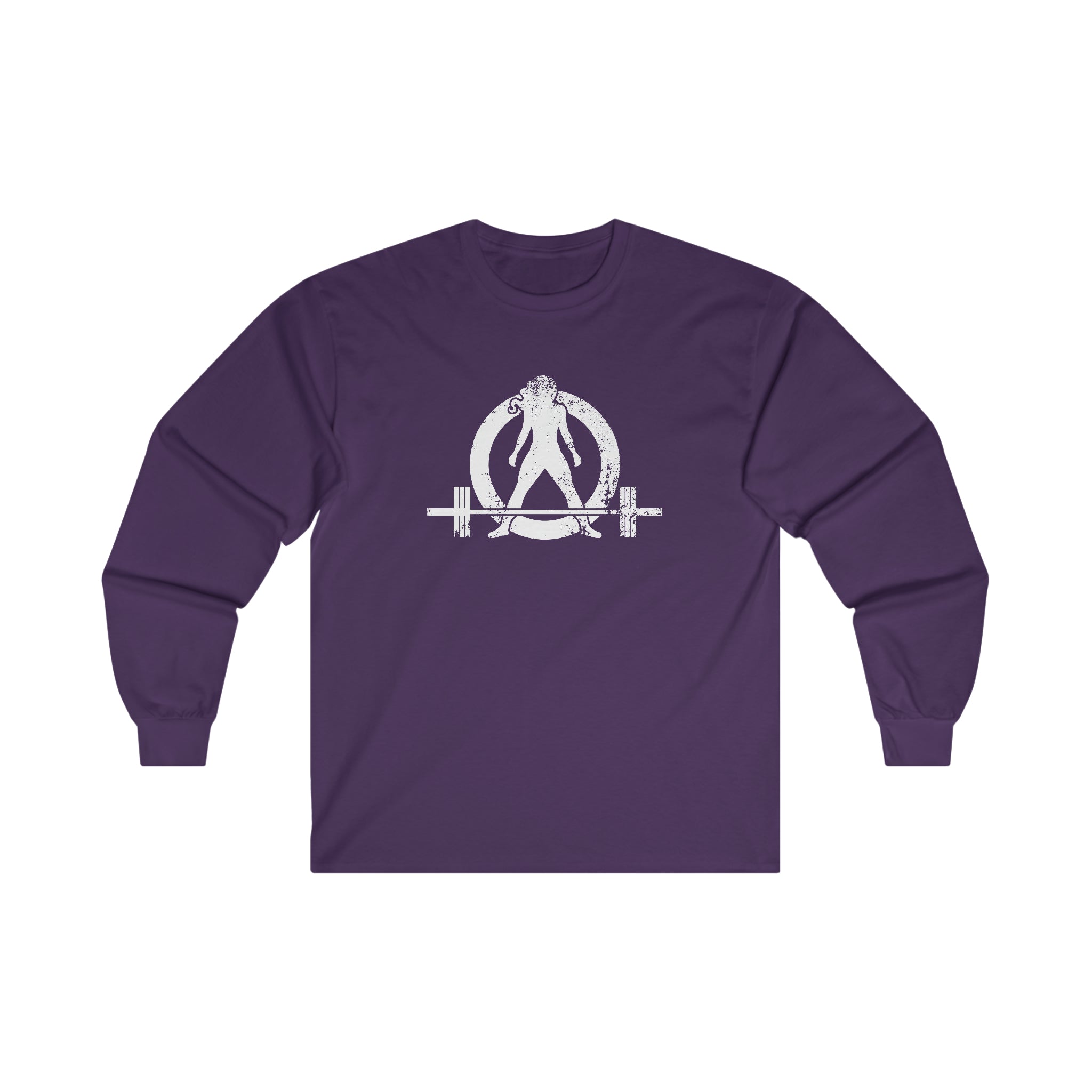 Distressed - Ultra Cotton Long Sleeve Tee - White Logo