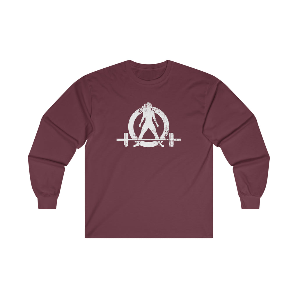 Distressed - Ultra Cotton Long Sleeve Tee - White Logo