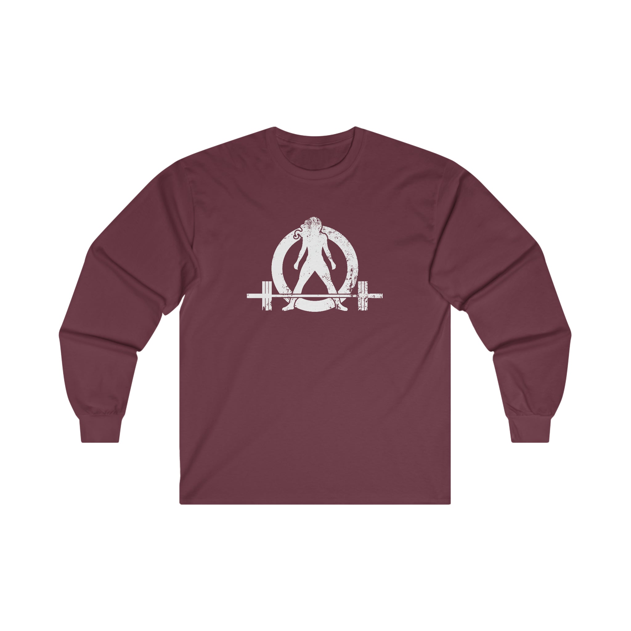 Distressed - Ultra Cotton Long Sleeve Tee - White Logo