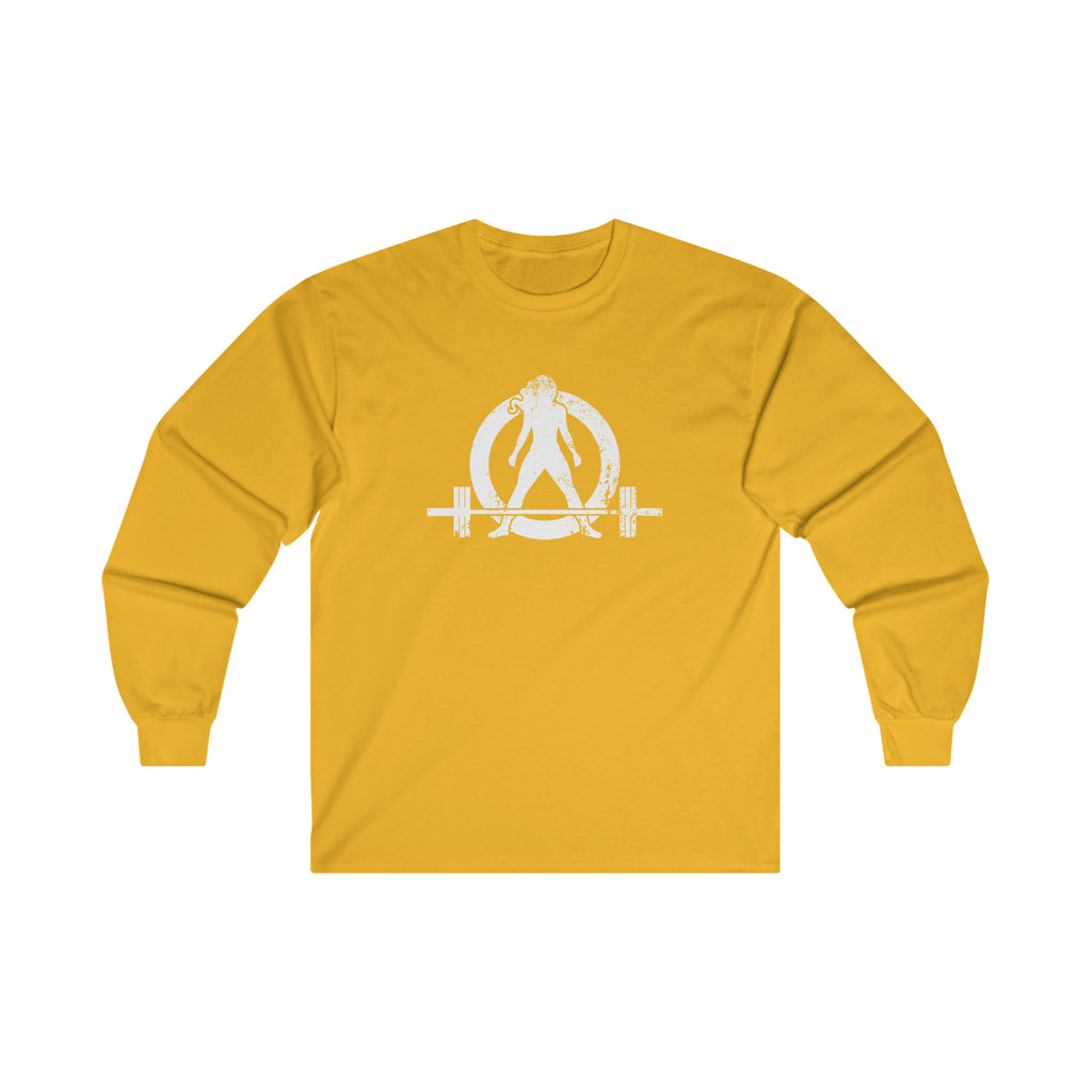 Distressed - Ultra Cotton Long Sleeve Tee - White Logo