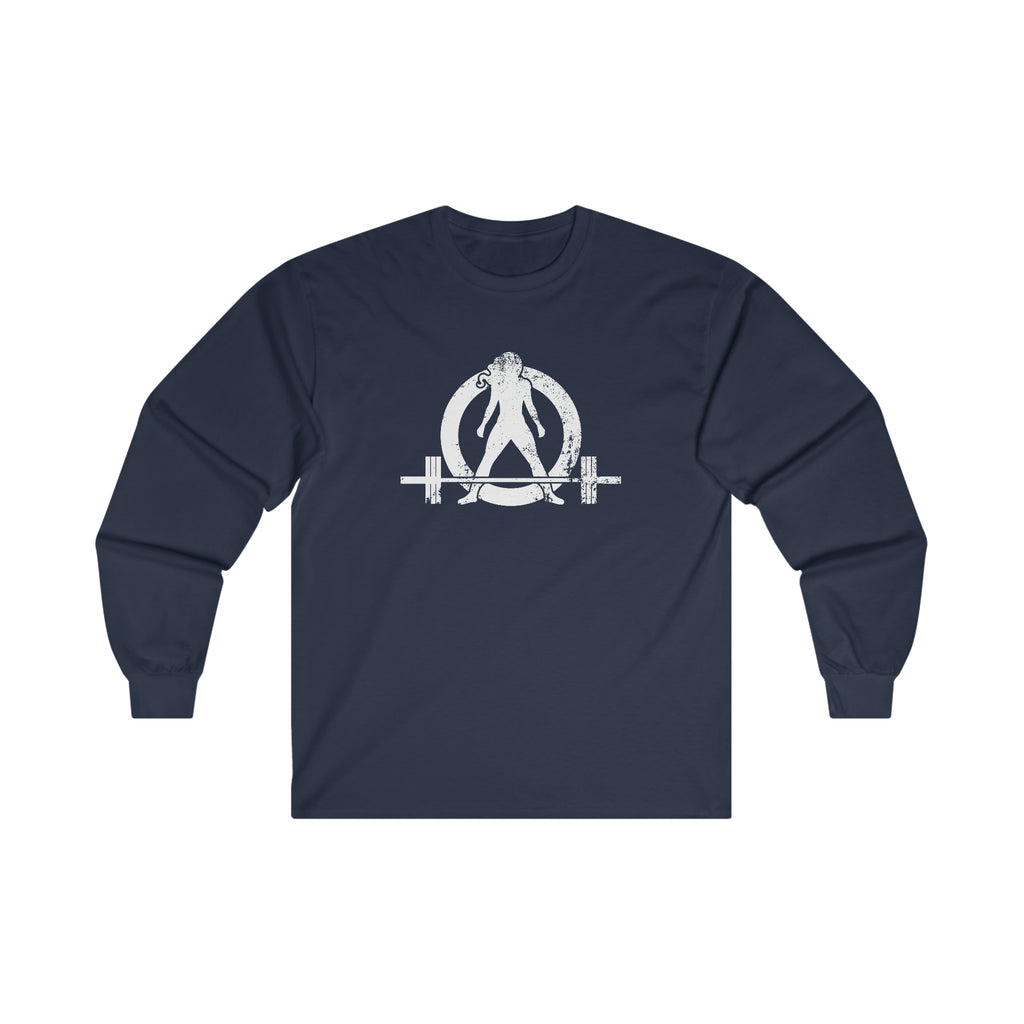 Distressed - Ultra Cotton Long Sleeve Tee - White Logo