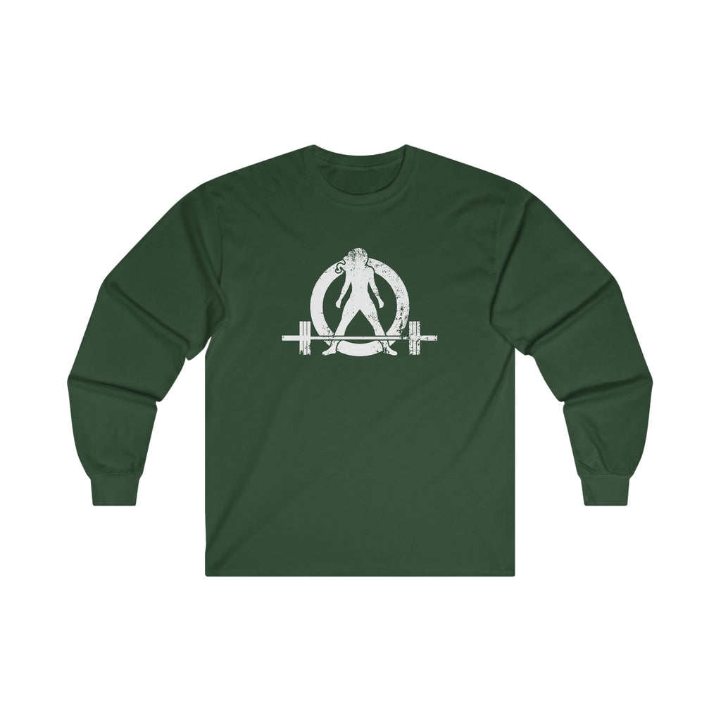 Distressed - Ultra Cotton Long Sleeve Tee - White Logo