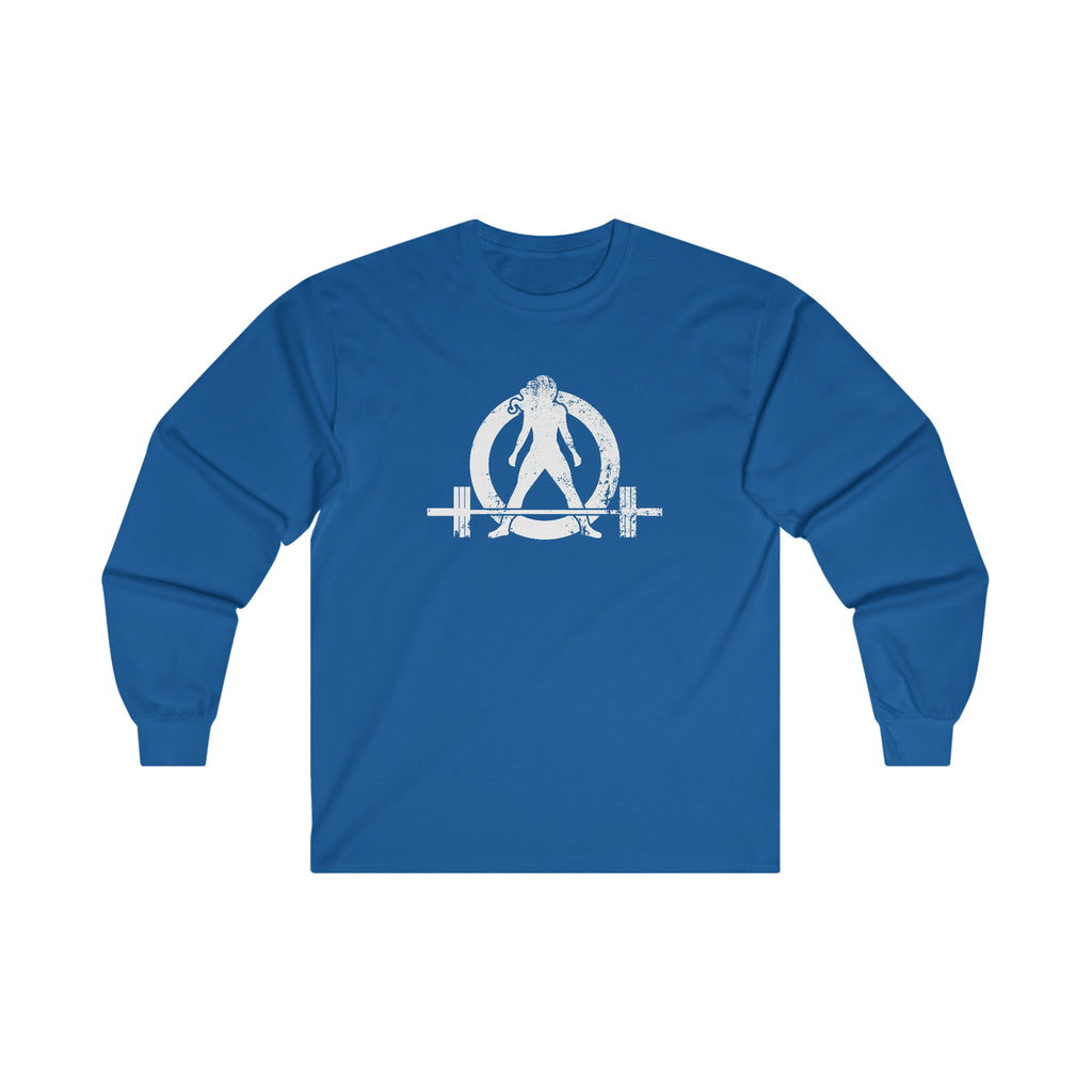 Distressed - Ultra Cotton Long Sleeve Tee - White Logo