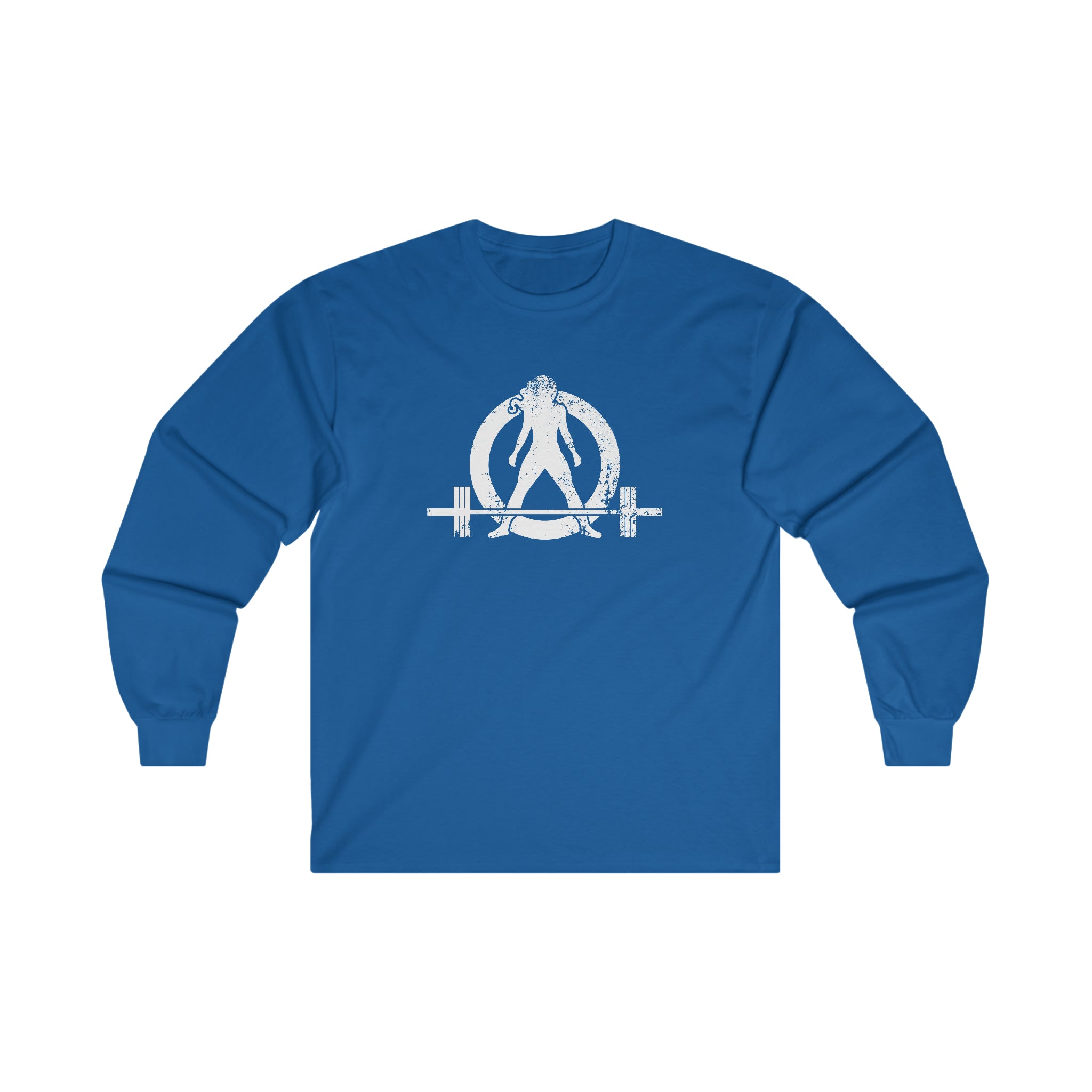 Distressed - Ultra Cotton Long Sleeve Tee - White Logo