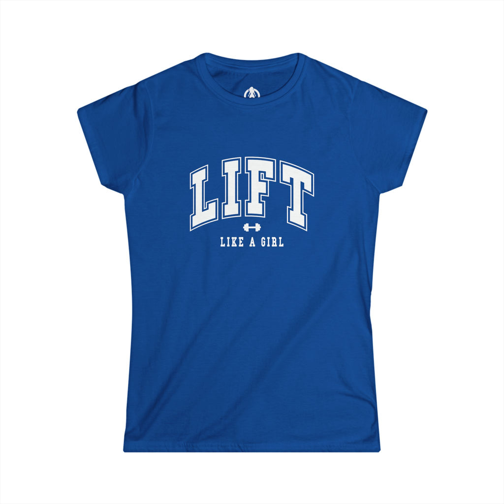 Lift Like A Girl - Women's Softstyle Tee - White Logo Main Front & Back