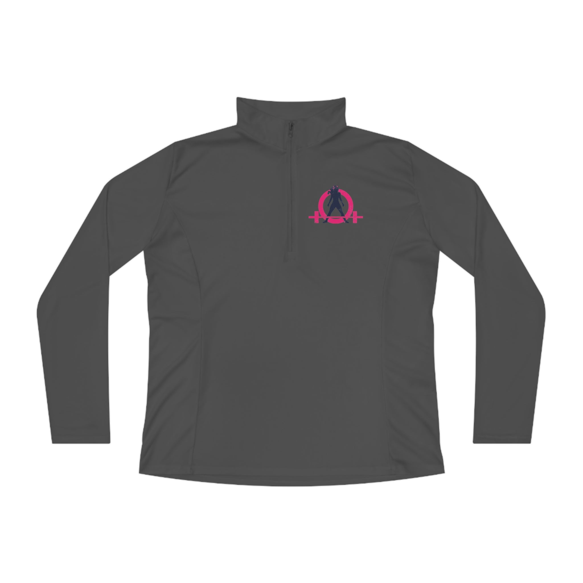 Ladies Quarter-Zip Pullover - White Distressed Logo