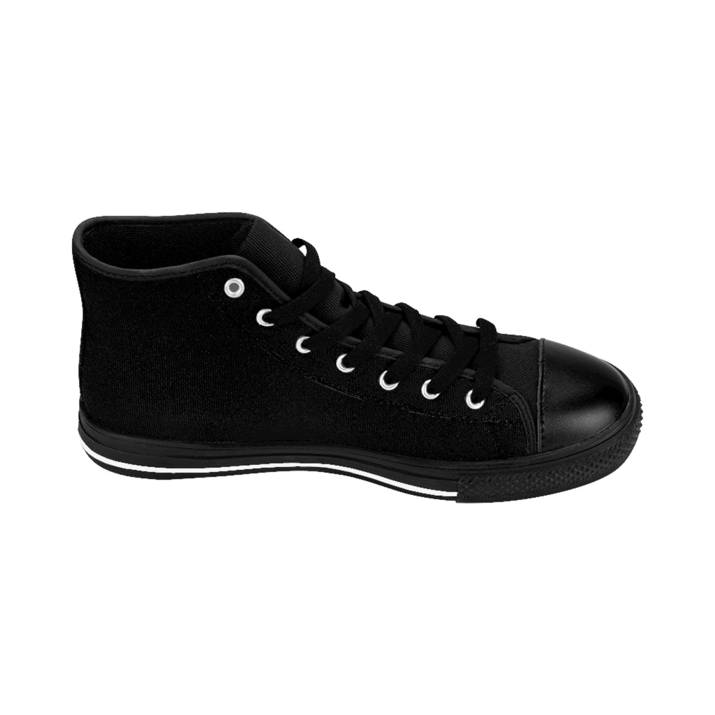 Women's Classic Sneakers - Black - Distressed White Logo