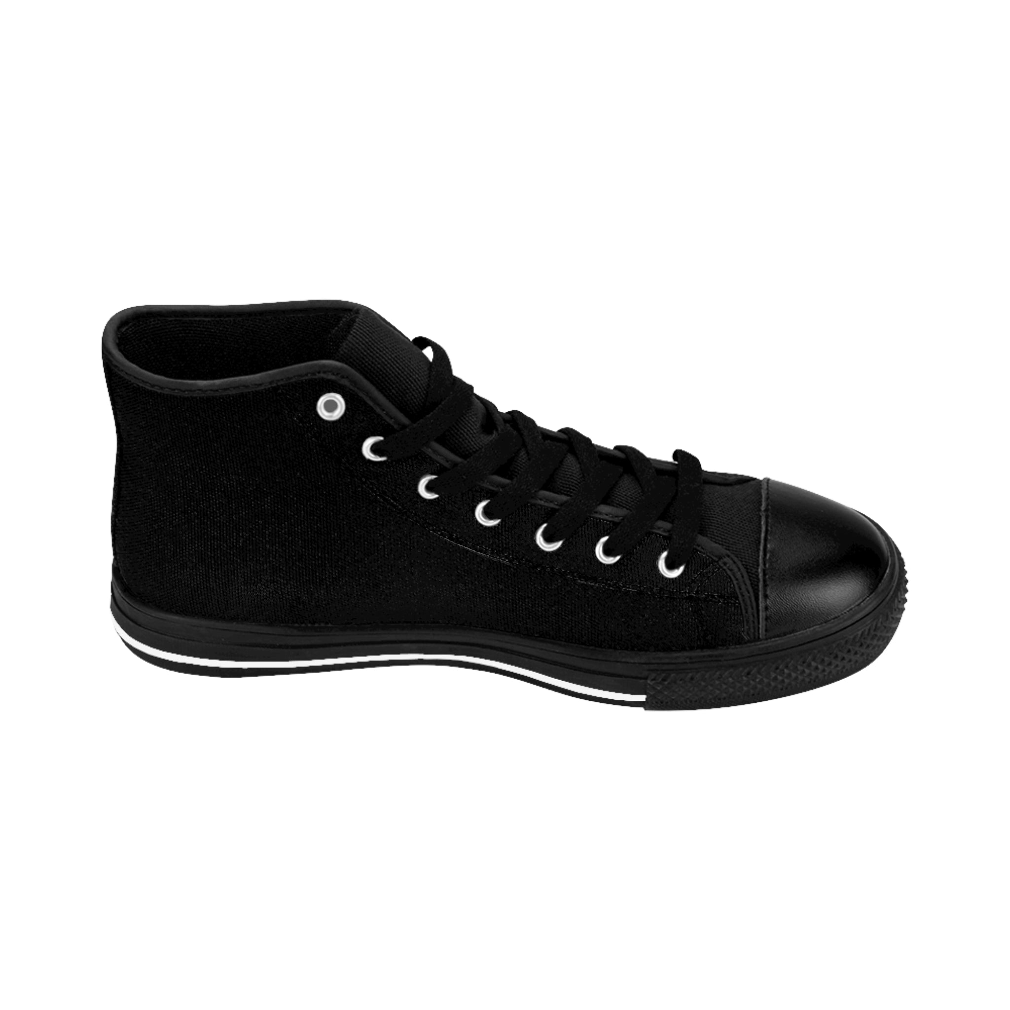 Women's Classic Sneakers - Black - Distressed White Logo
