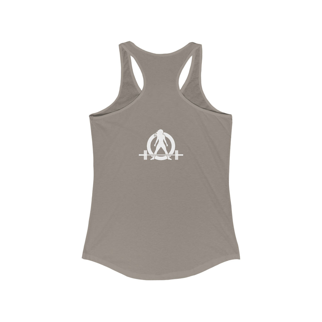 Strong Not Skinny - White Distressed Logo - Women's Ideal Racerback Tank