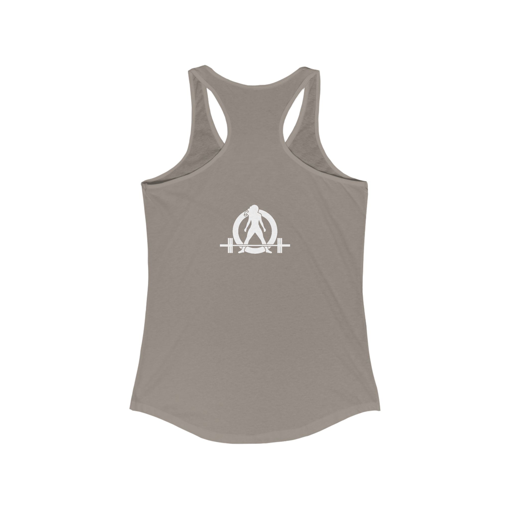 Strong Not Skinny - White Distressed Logo - Women's Ideal Racerback Tank