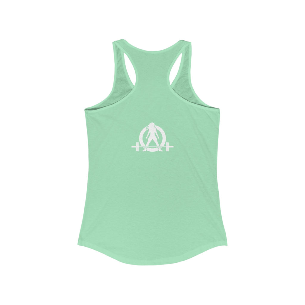 Strong Not Skinny - White Distressed Logo - Women's Ideal Racerback Tank