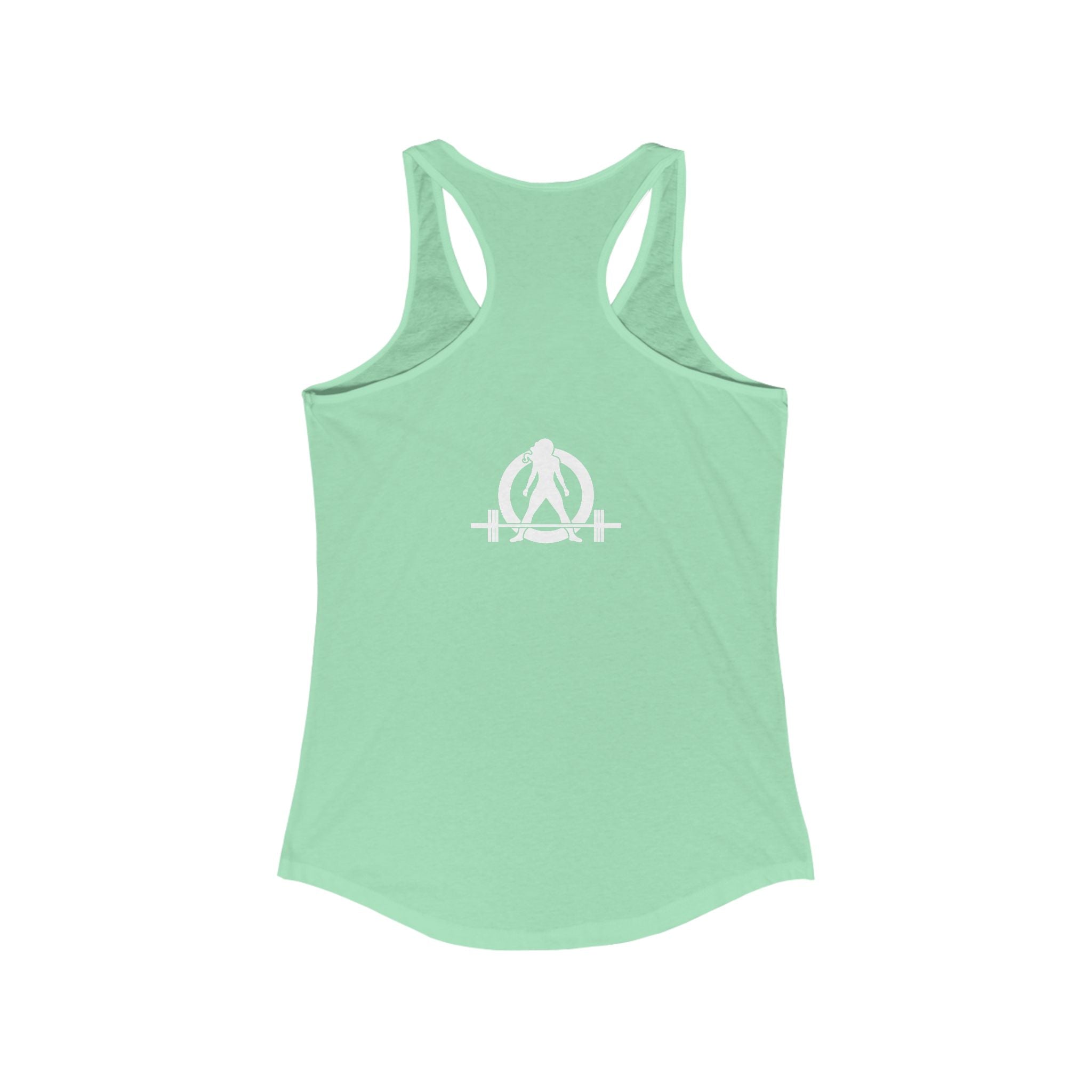 Strong Not Skinny - White Distressed Logo - Women's Ideal Racerback Tank