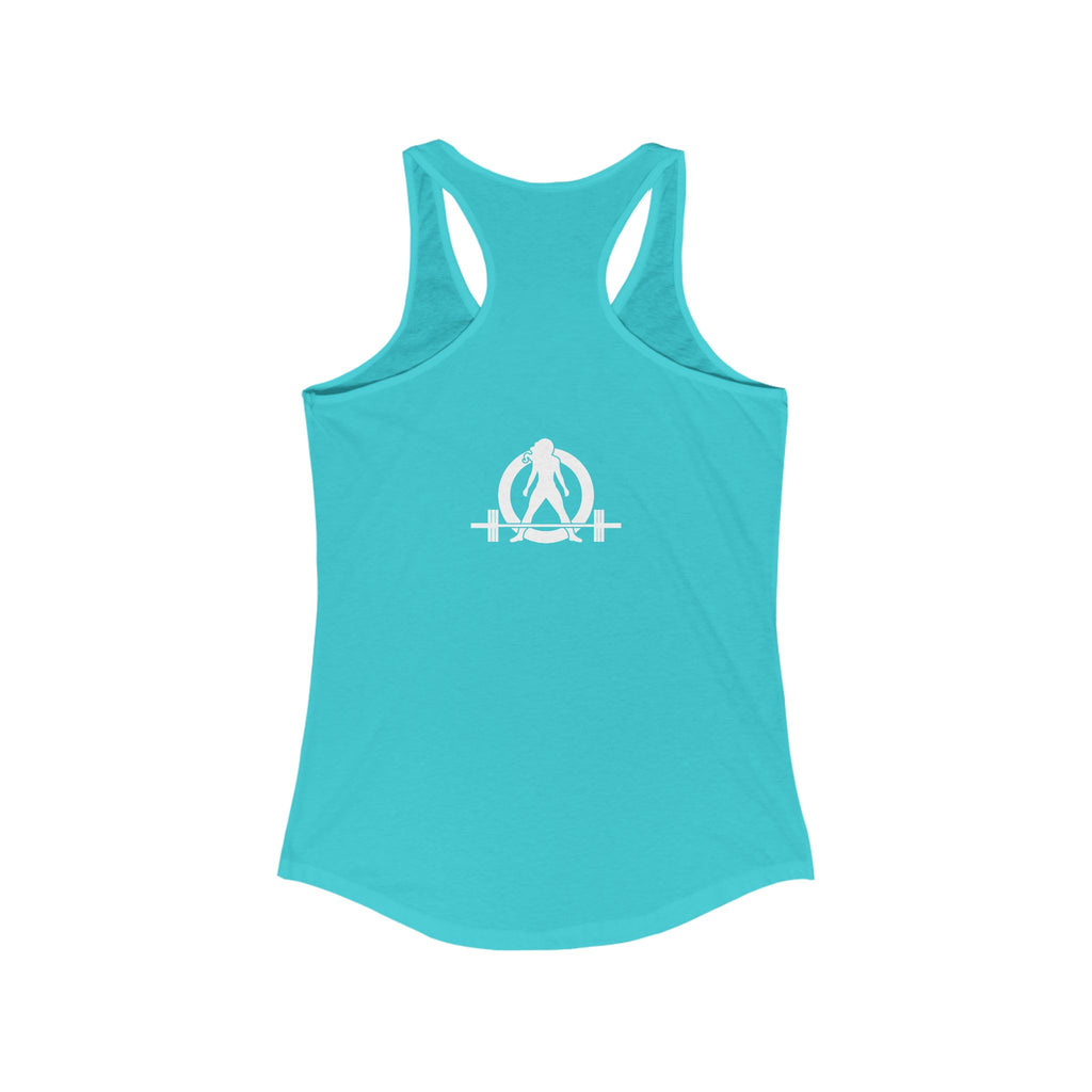 Strong Not Skinny - White Distressed Logo - Women's Ideal Racerback Tank