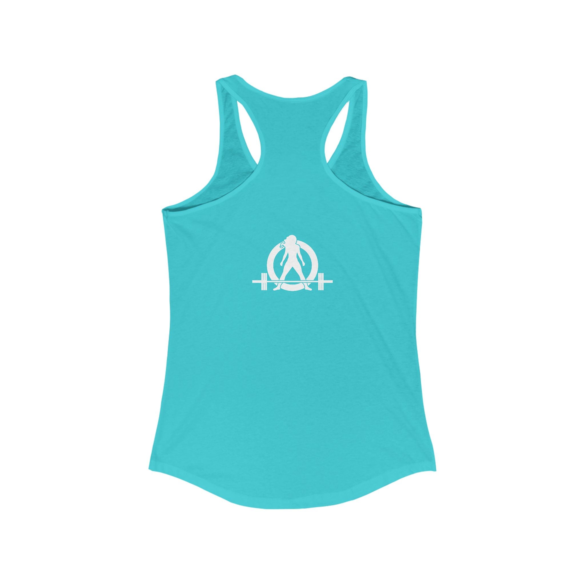 Strong Not Skinny - White Distressed Logo - Women's Ideal Racerback Tank