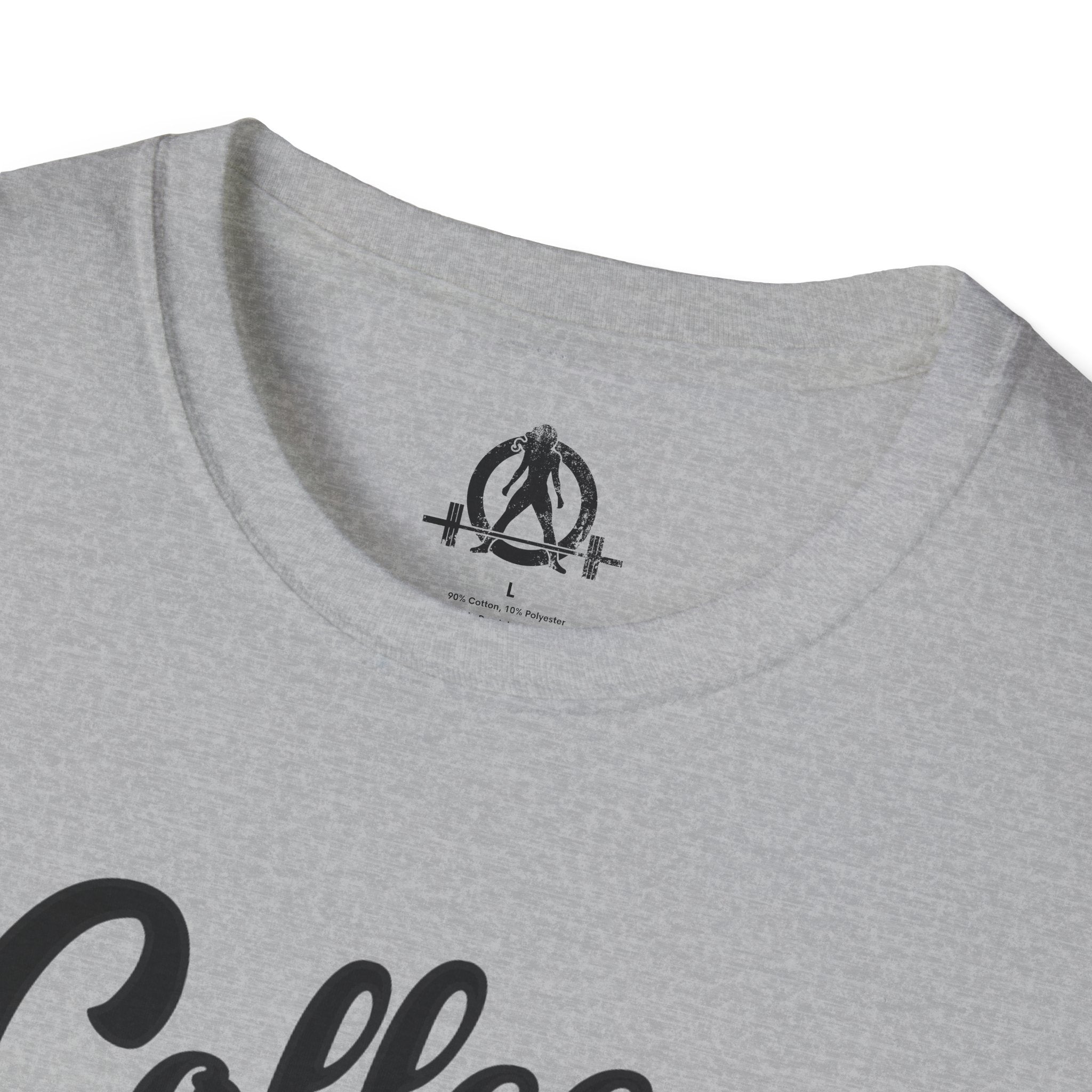 Coffee & Barbells - Unisex Softstyle T-Shirt - Black Print on Front Plain Back