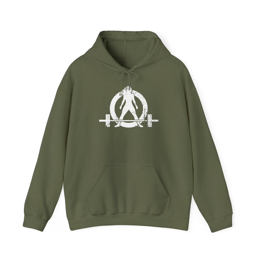 Distressed Logo - Unisex Heavy Blend Hooded Sweatshirt - White Logo - Plain Back  (BEST SELLER)