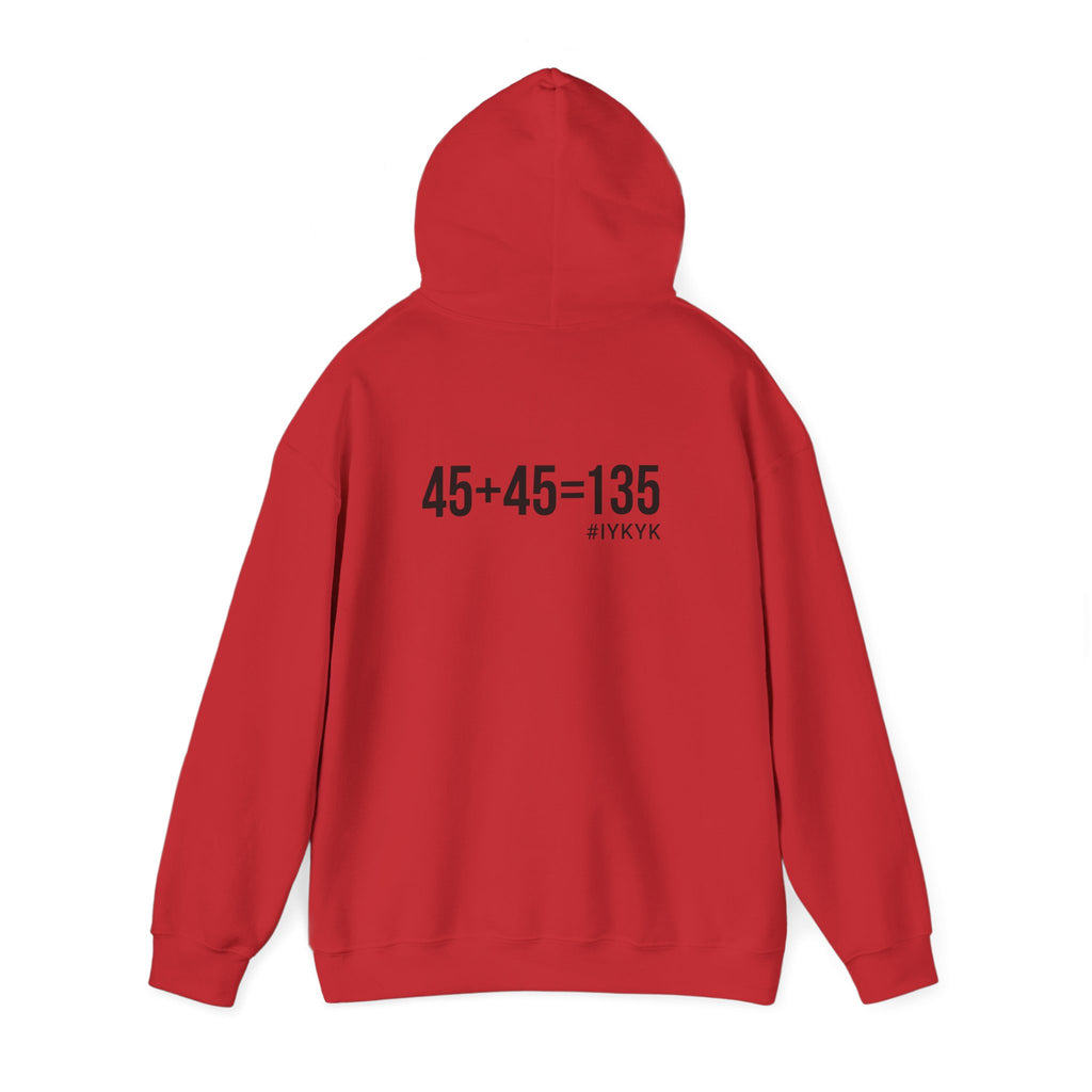 45 + 45 = 135 - Unisex Heavy Blend Hooded Sweatshirt  - Black Logo