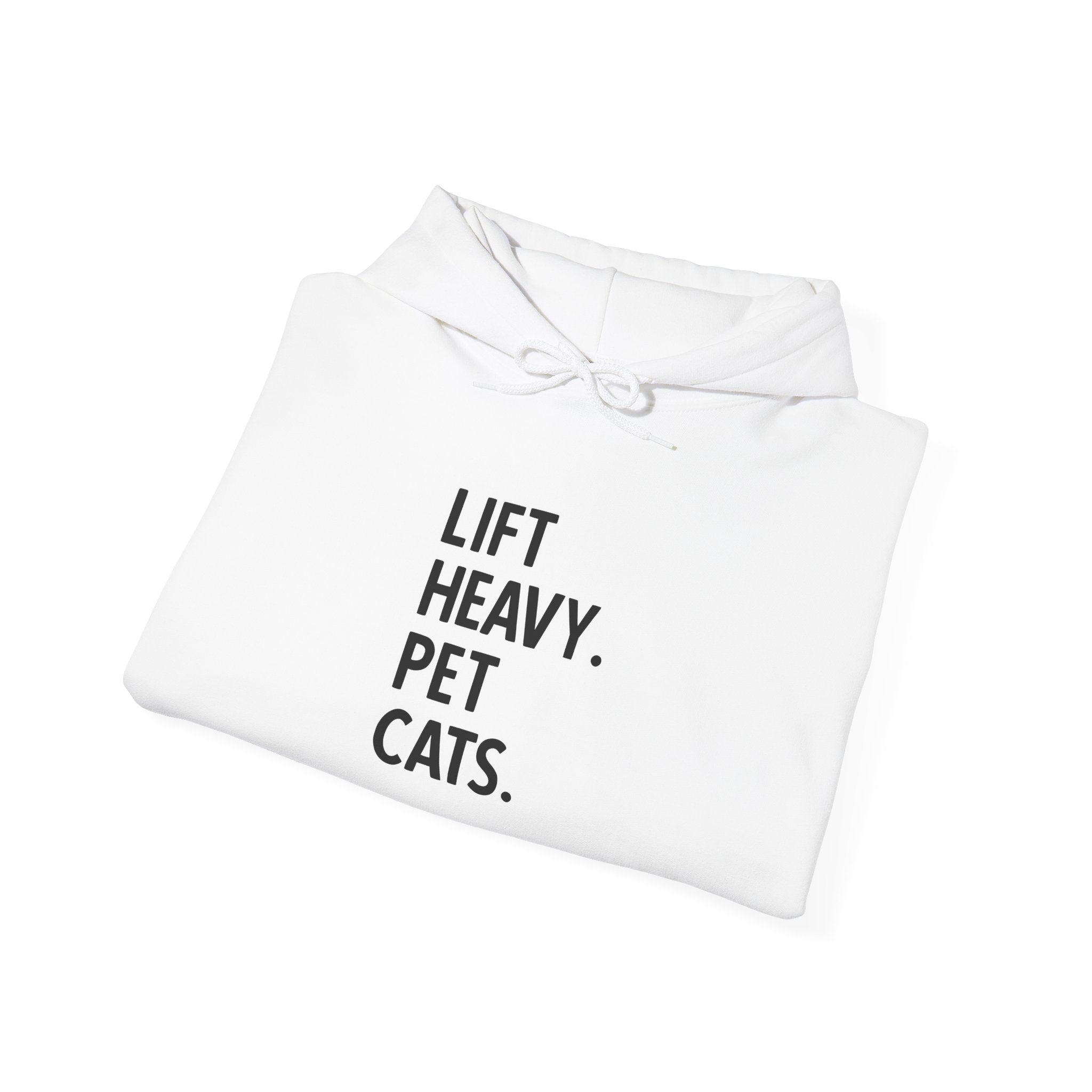 Lift Heavy Pet Cats – Unisex Heavy Blend™ Hooded Sweatshirt (Black Logo) 🏋️‍♂️🐱