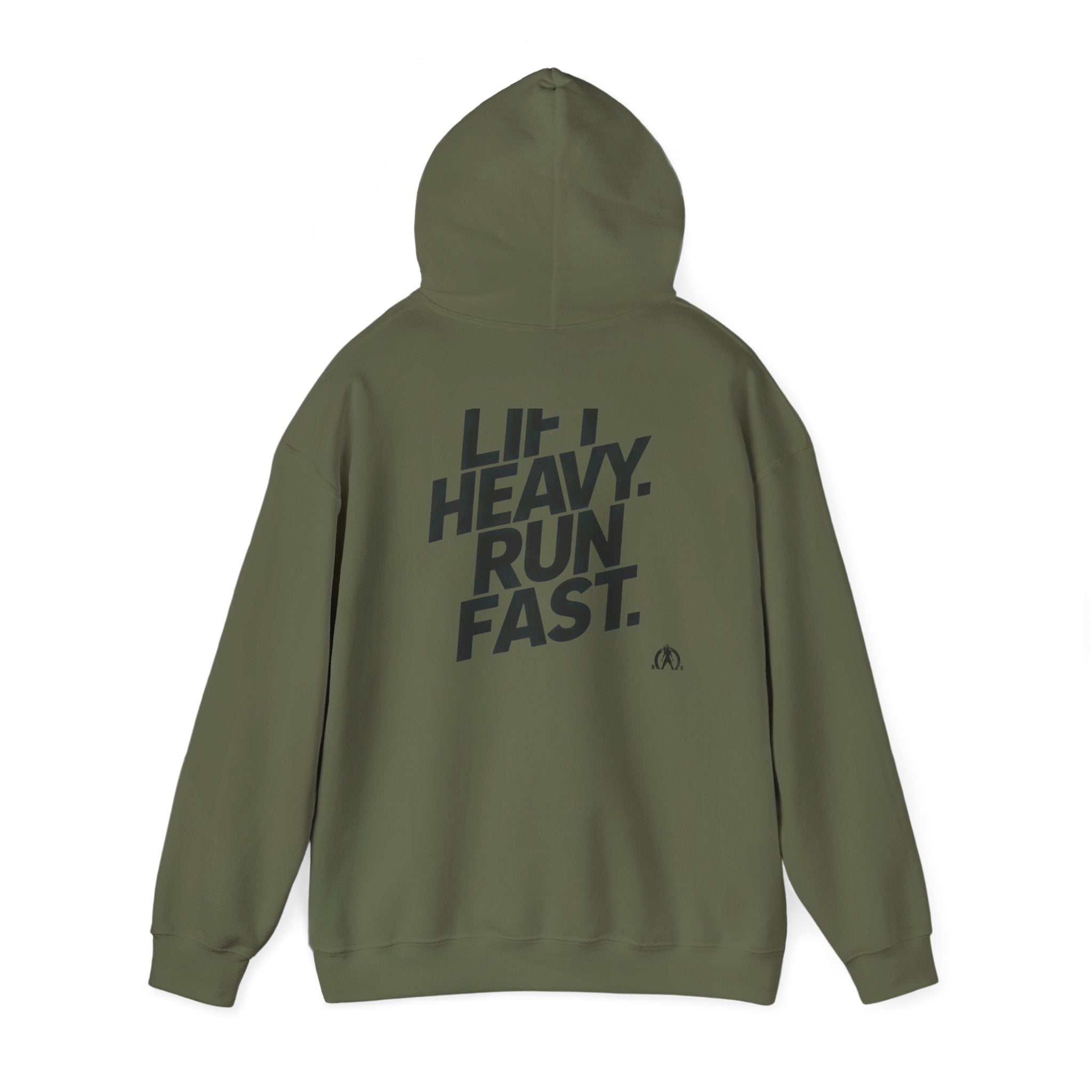 Lift Heavy Run Fast - Unisex Heavy Blend Hooded Sweatshirt  - Front & Back Black Logo