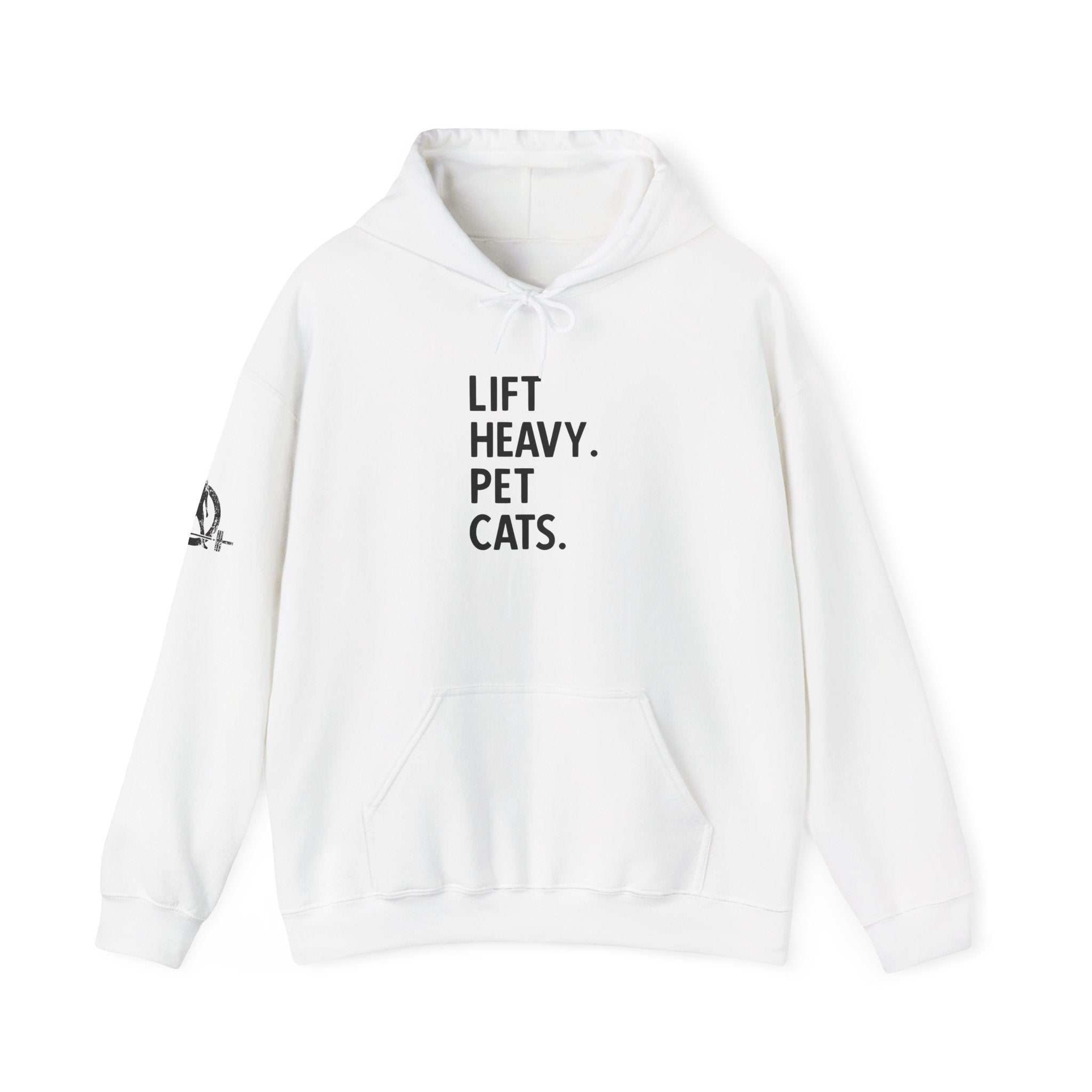 Lift Heavy Pet Cats – Unisex Heavy Blend™ Hooded Sweatshirt (Black Logo) 🏋️‍♂️🐱
