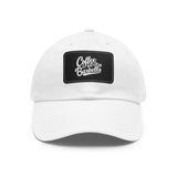 Coffee & Barbells - Dad Hat with Leather Patch (Rectangle) - White Font
