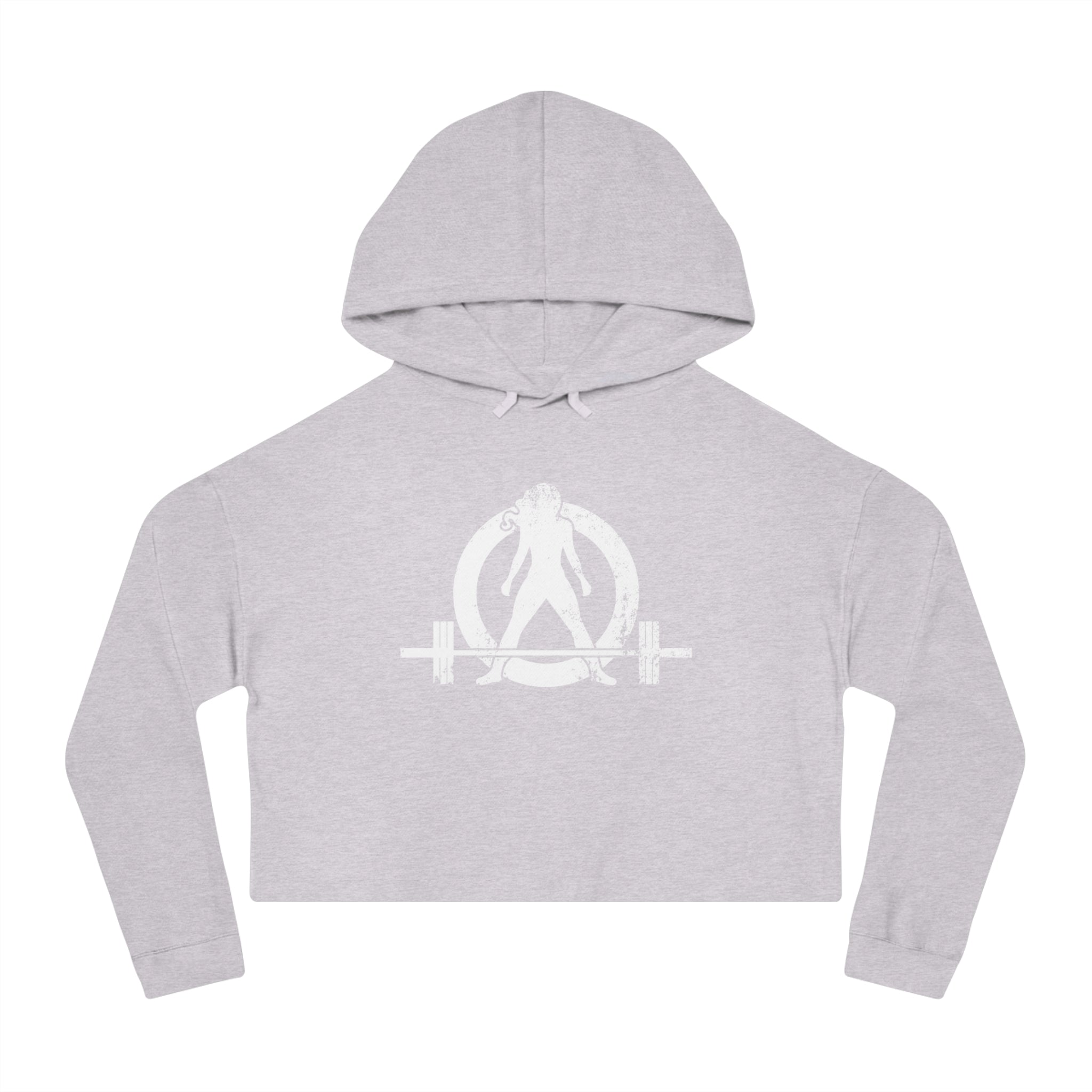 Women’s Cropped Hooded Sweatshirt - White Distressed Logo