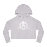 Women’s Cropped Hooded Sweatshirt - White Distressed Logo