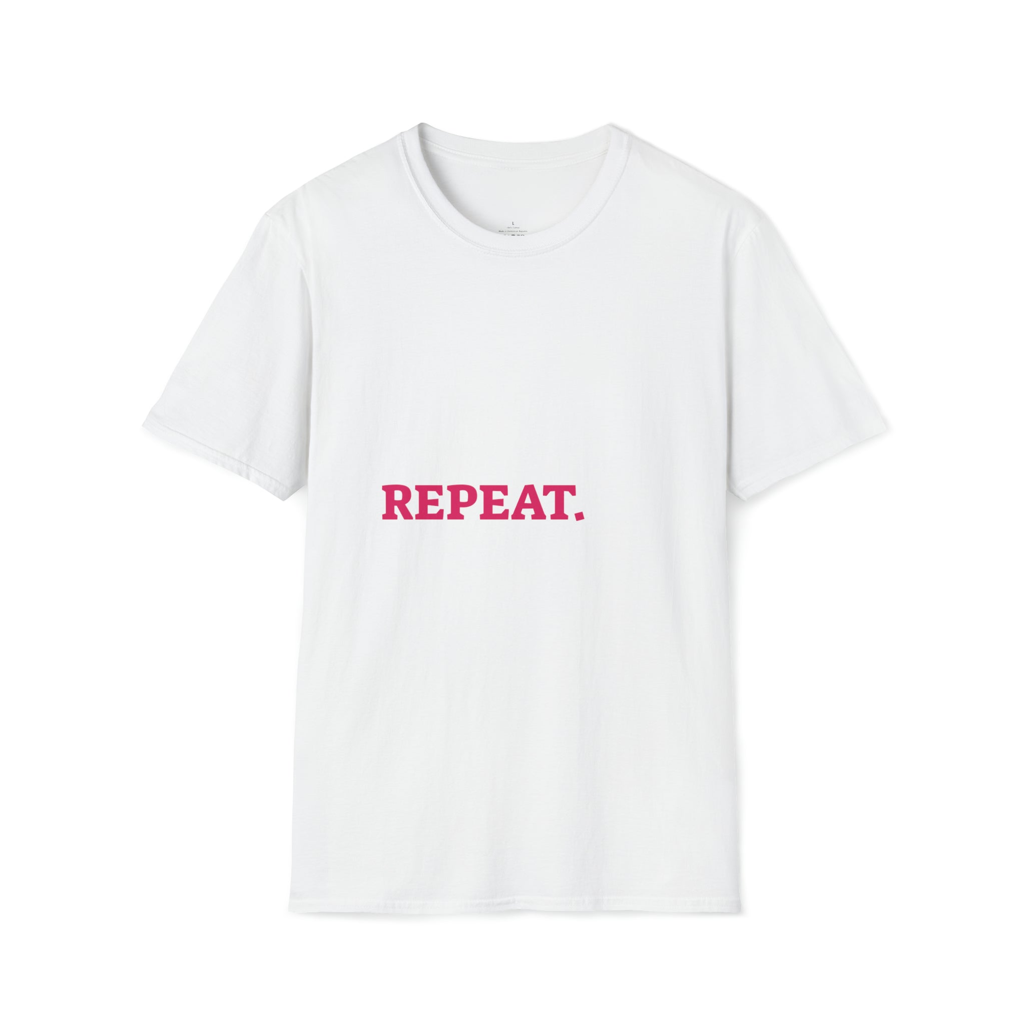 Squat Bench Deadlift Repeat - Unisex Softstyle T-Shirt - Black & Pink - Plain Back
