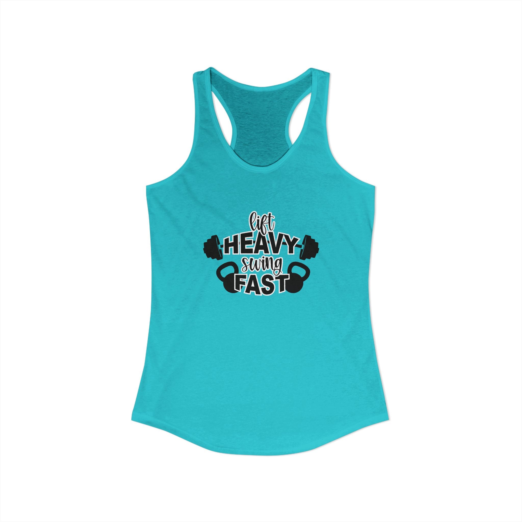 Lift Heavy Swing Fast - Women's Ideal Racerback Tank - Black Logo Front & Back