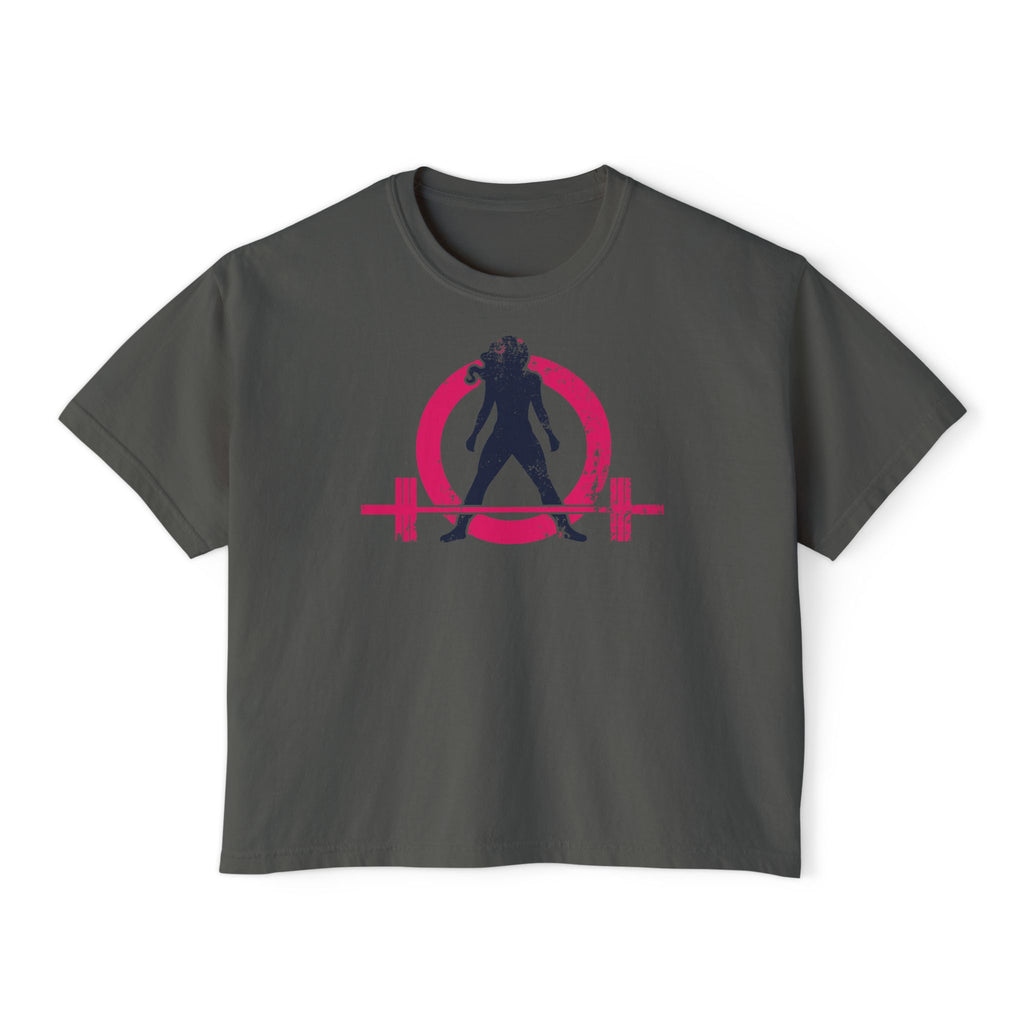 Women's Boxy Tee - Color Distressed Logo Front Plain Back