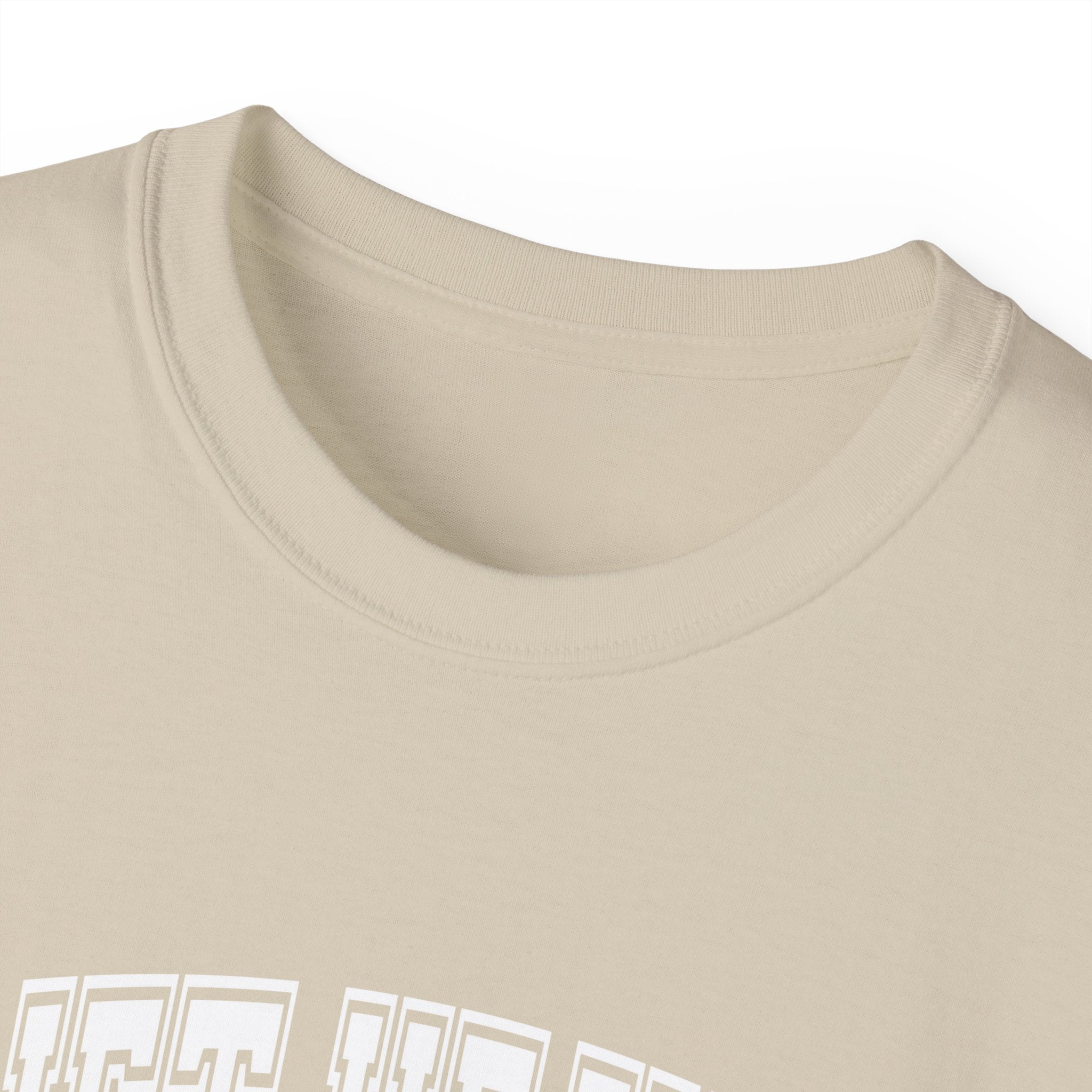 Lift Heavy Shit - Unisex Ultra Cotton Tee - Front White Logo - Plain Back