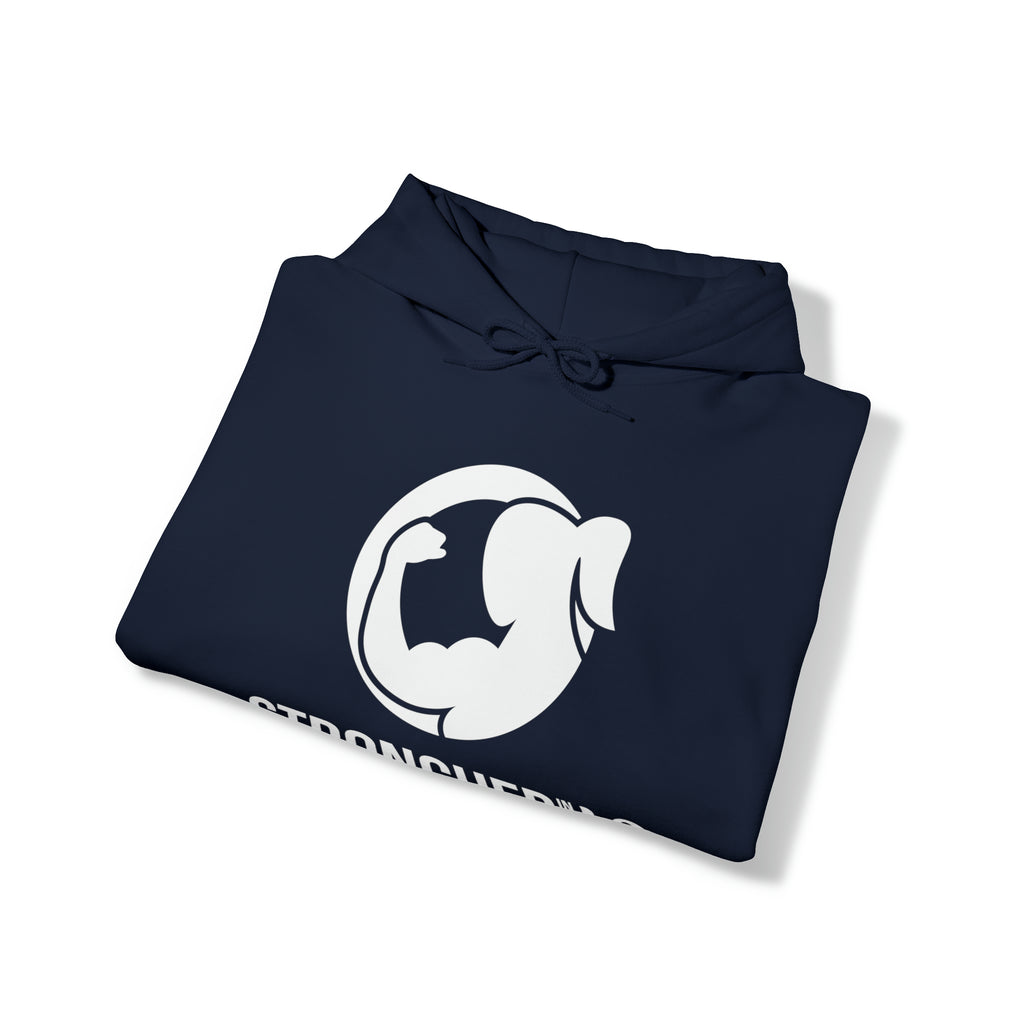 Strong Her in 42 - Classic Logo White - Unisex Heavy Blend Hooded Sweatshirt