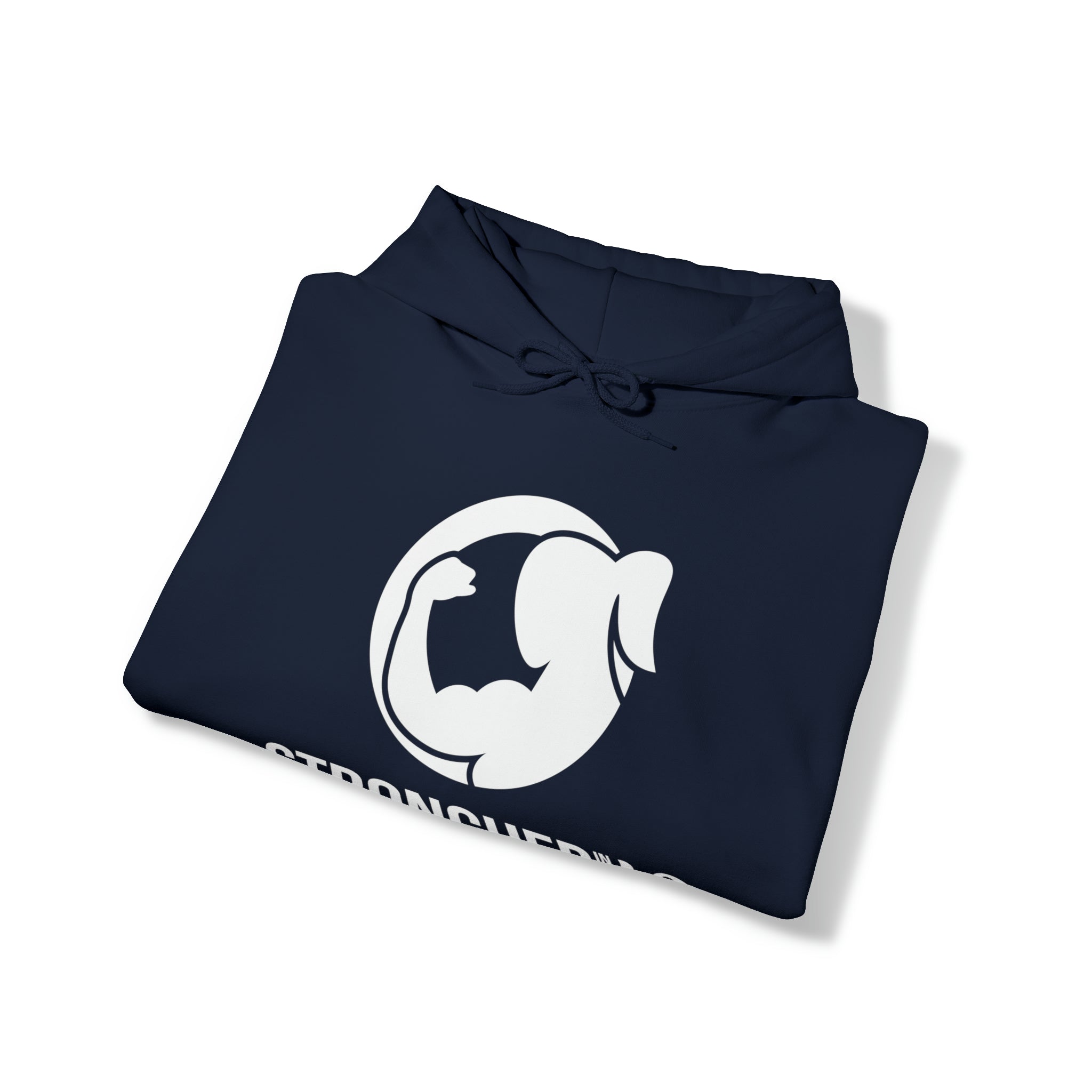 Strong Her in 42 - Classic Logo White - Unisex Heavy Blend Hooded Sweatshirt