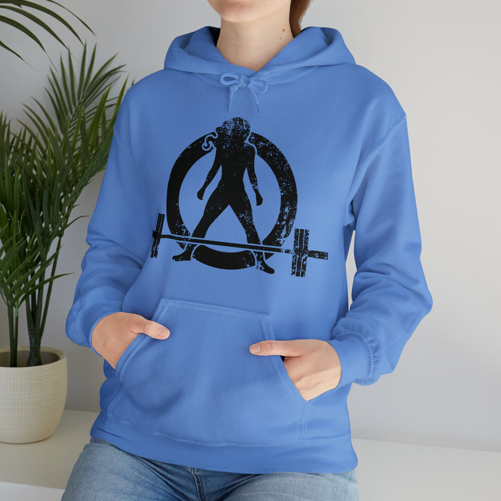 Distressed Black Logo - Plain Back - Unisex Heavy Blend Hooded Sweatshirt