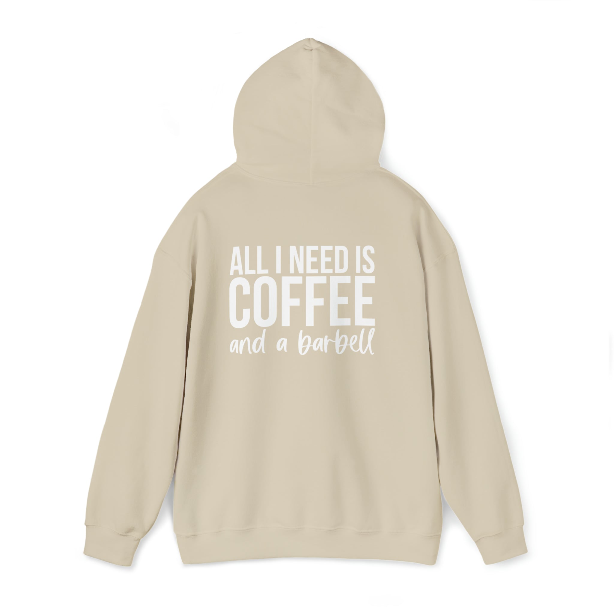 COFFEE and a Barbell - Unisex Heavy Blend Hooded Sweatshirt - Dark Logo