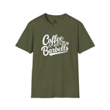 Coffee & Barbells - Unisex Softstyle T-Shirt - White Print on Front Plain Back