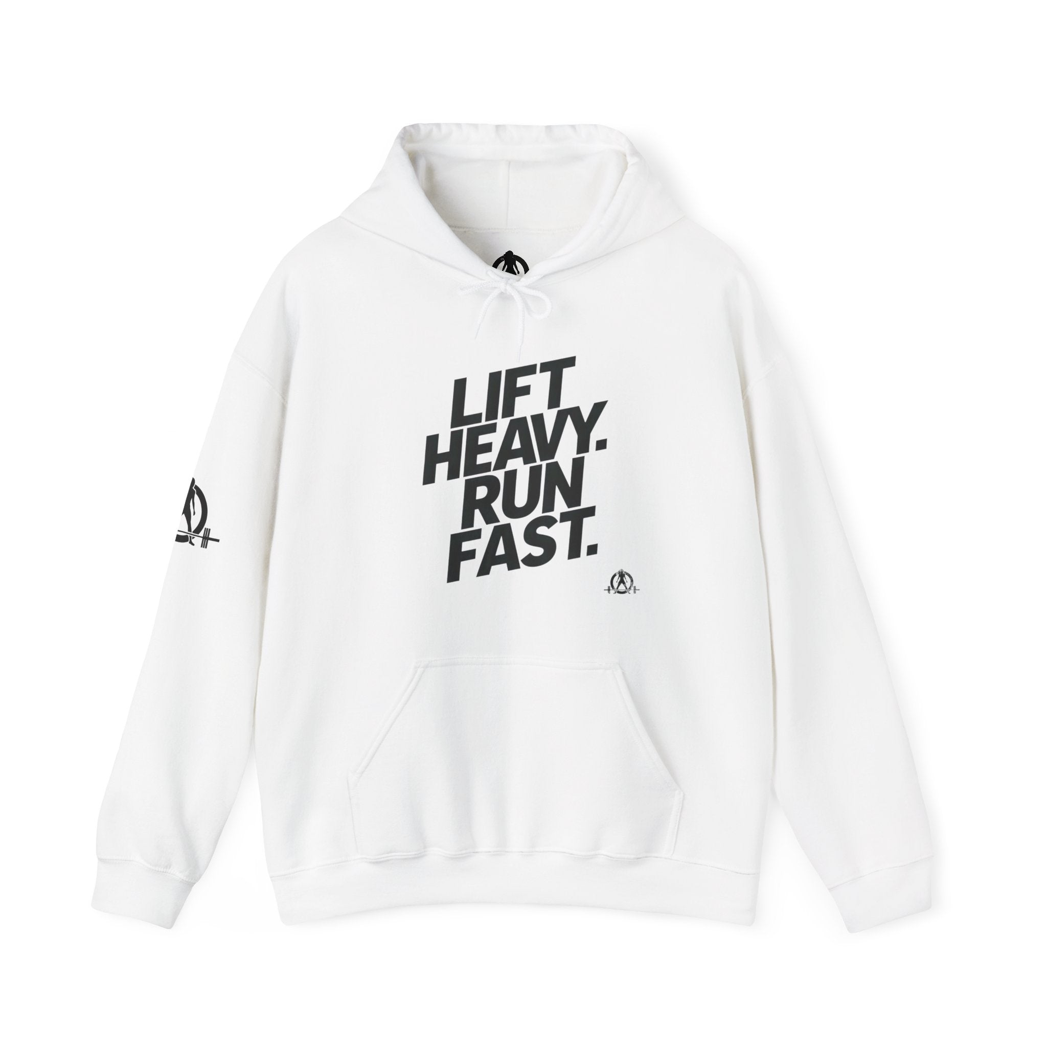 Lift Heavy Run Fast - Unisex Heavy Blend Hooded Sweatshirt  - Front Black Logo