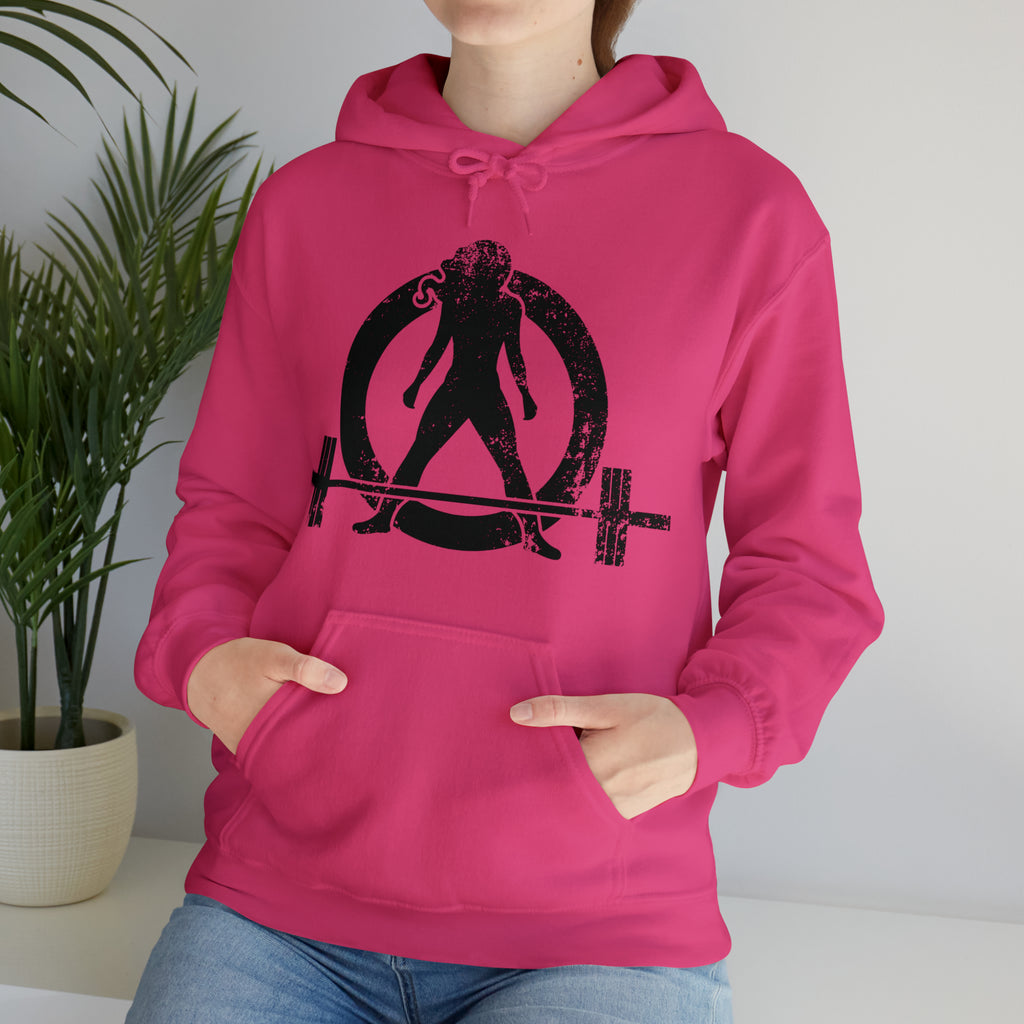Distressed Black Logo - Plain Back - Unisex Heavy Blend Hooded Sweatshirt