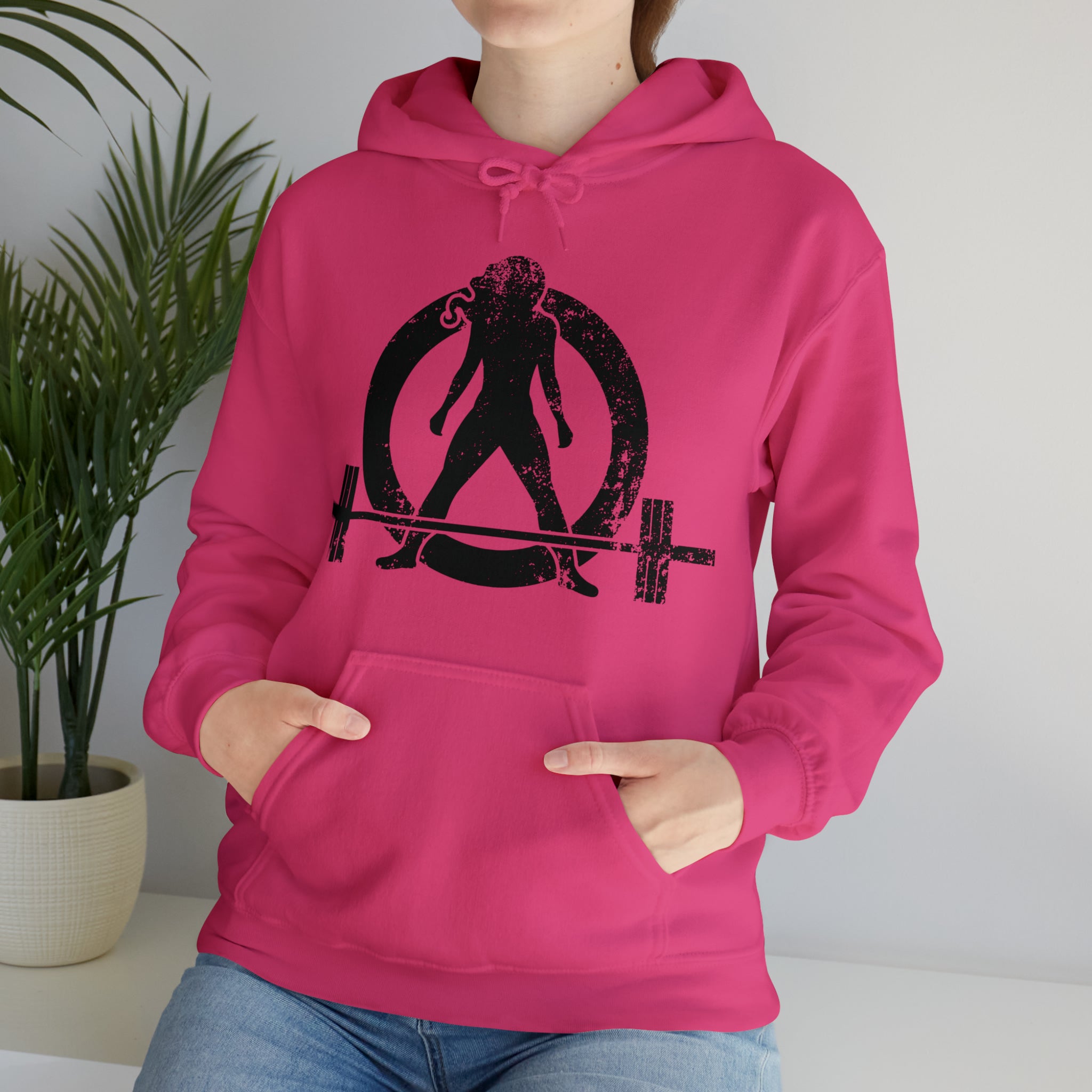 Distressed Black Logo - Plain Back - Unisex Heavy Blend Hooded Sweatshirt