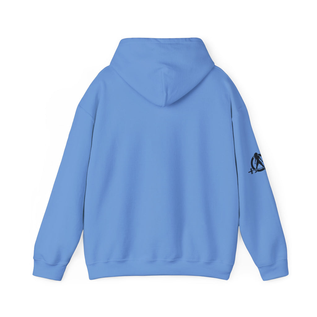 Lift Heavy Run Fast – Unisex Heavy Blend™ Hooded Sweatshirt (Front Black Logo) 🏋️‍♂️🏃‍♀️🖤