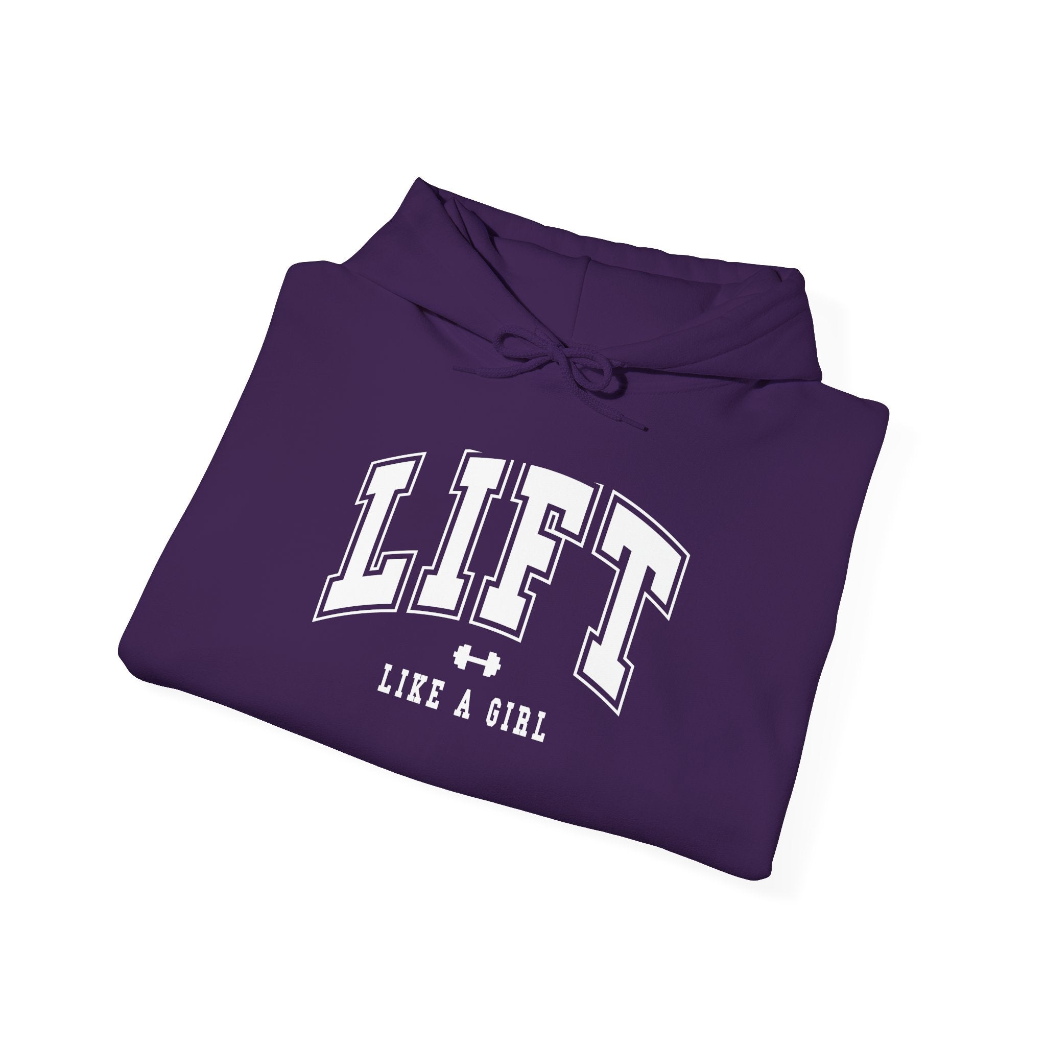 Lift Like.A Girl - Unisex Heavy Blend Hooded Sweatshirt - White Logo on Front & Right Sleeve