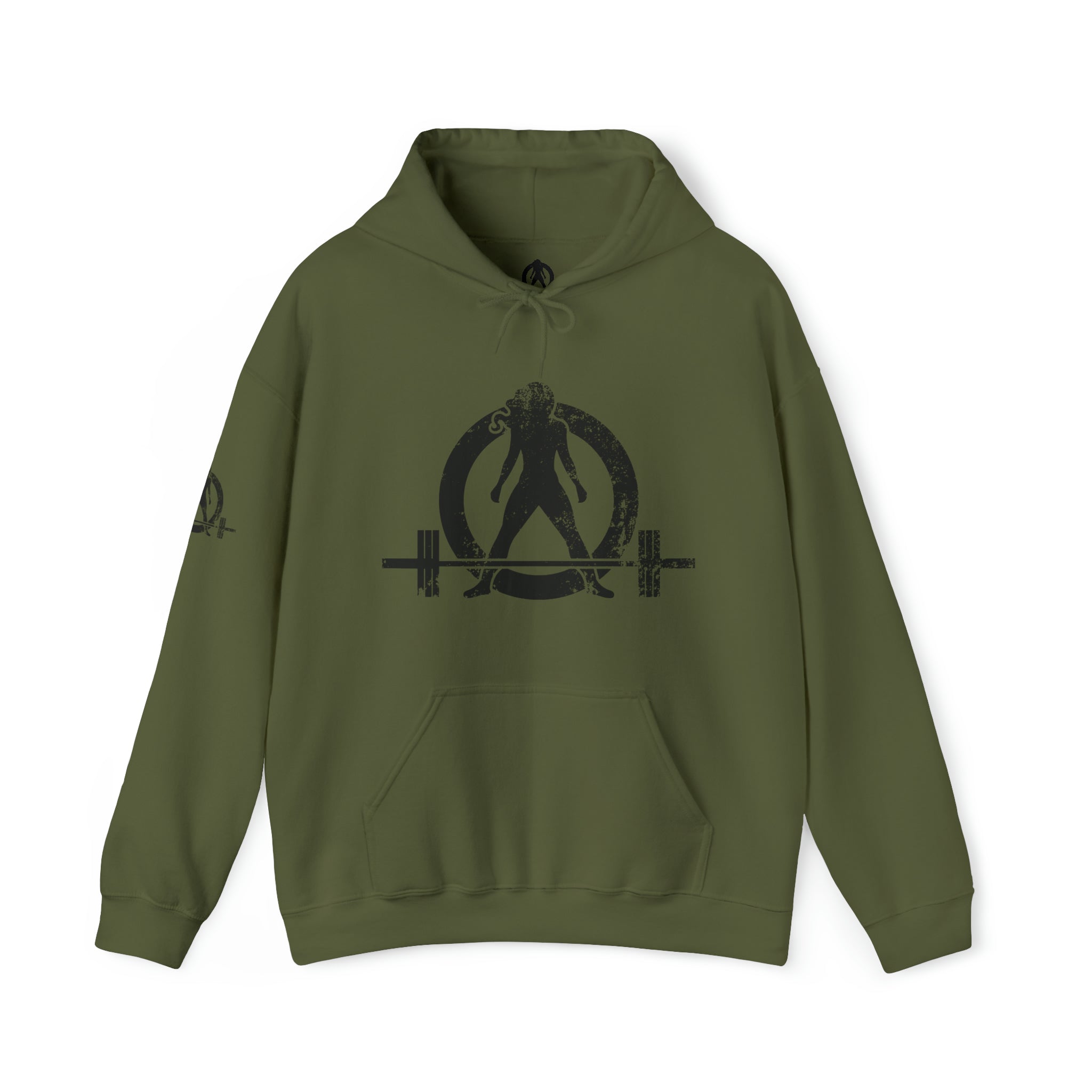 Squat Bench Deadlift Repeat - Unisex Heavy Blend Hooded Sweatshirt - Dark Black Logo - Pink - SBDR on BACK