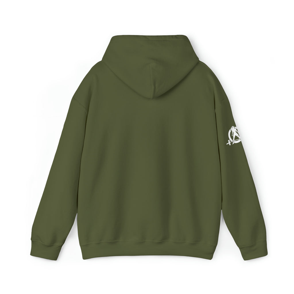 She is STRONG - Unisex Heavy Blend Hooded Sweatshirt - White Logo -  Plain Back