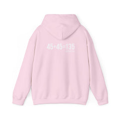 45 + 45 = 135  - Unisex Heavy Blend Hooded Sweatshirt  - White Logo Front & Back