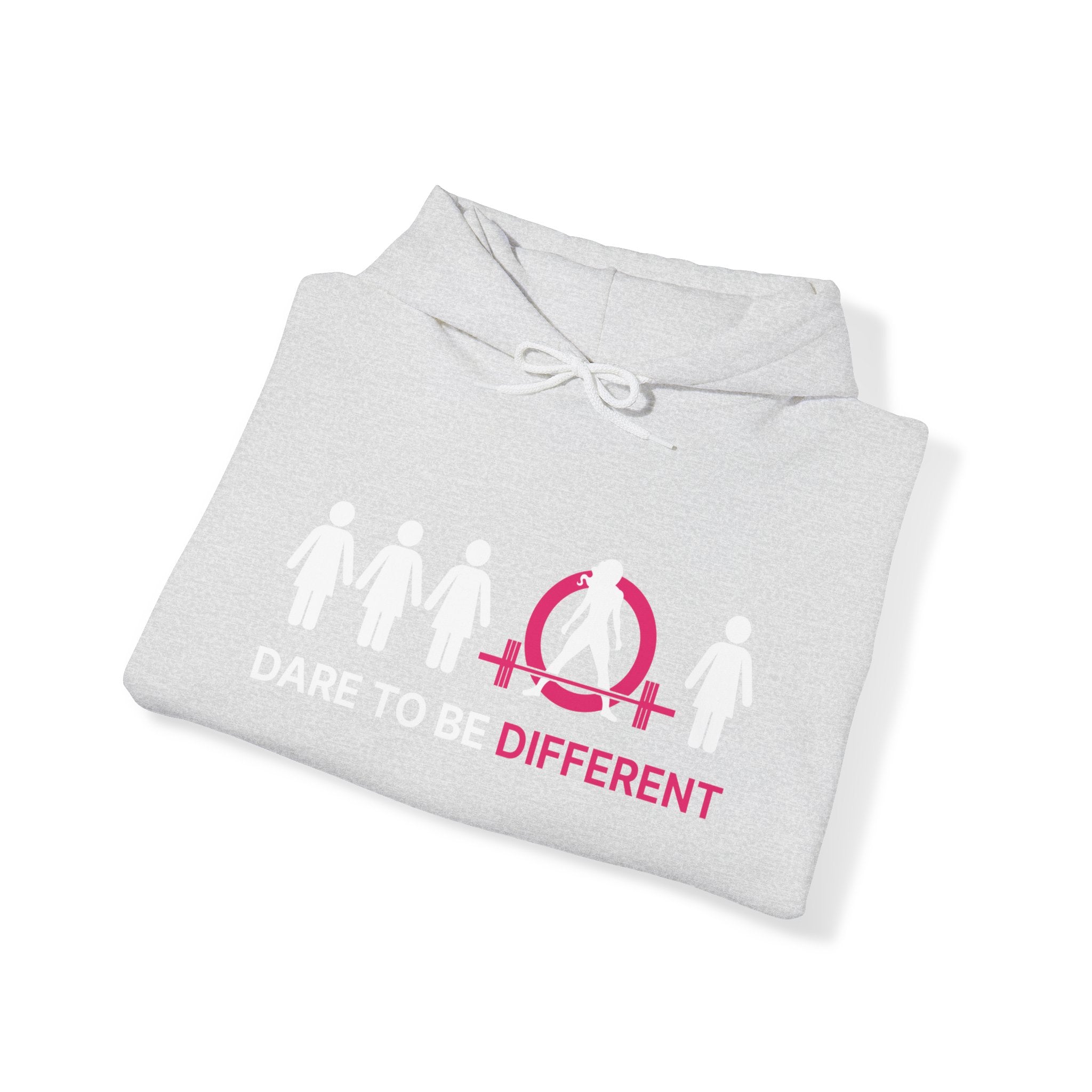 Dare To Be Different - Deadlift - Unisex Heavy Blend Hooded Sweatshirt - White Print on Front